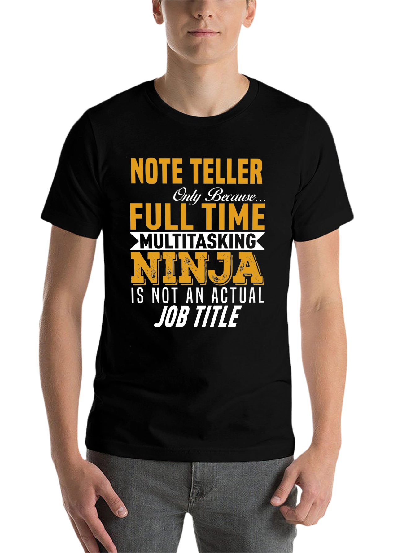 Black Note Teller Multitasking Ninja T-Shirt view 7