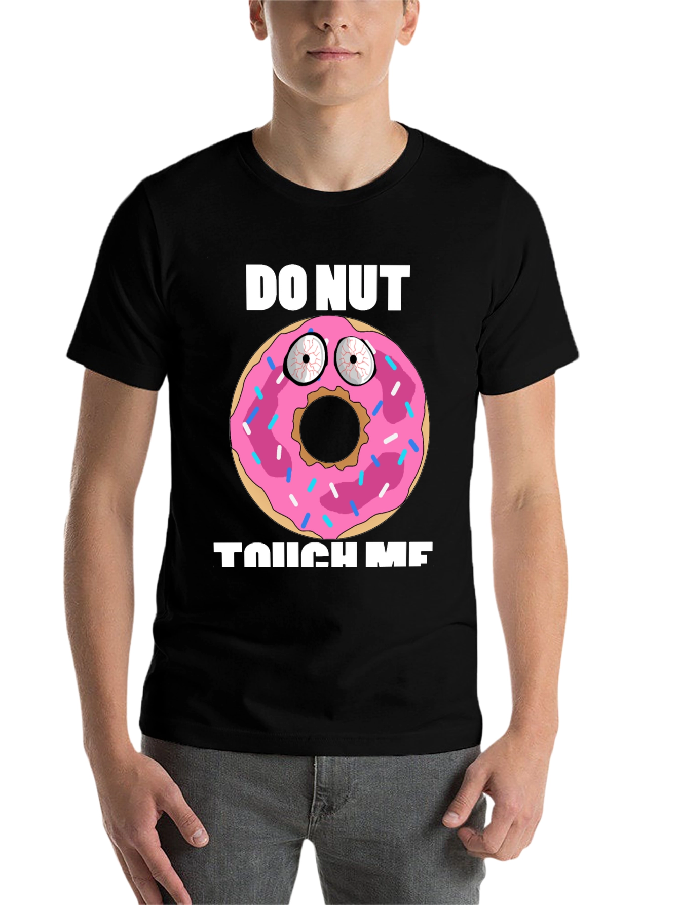 Black Funny Donut Graphic T-Shirt - Do Nut Touch Me! view 7