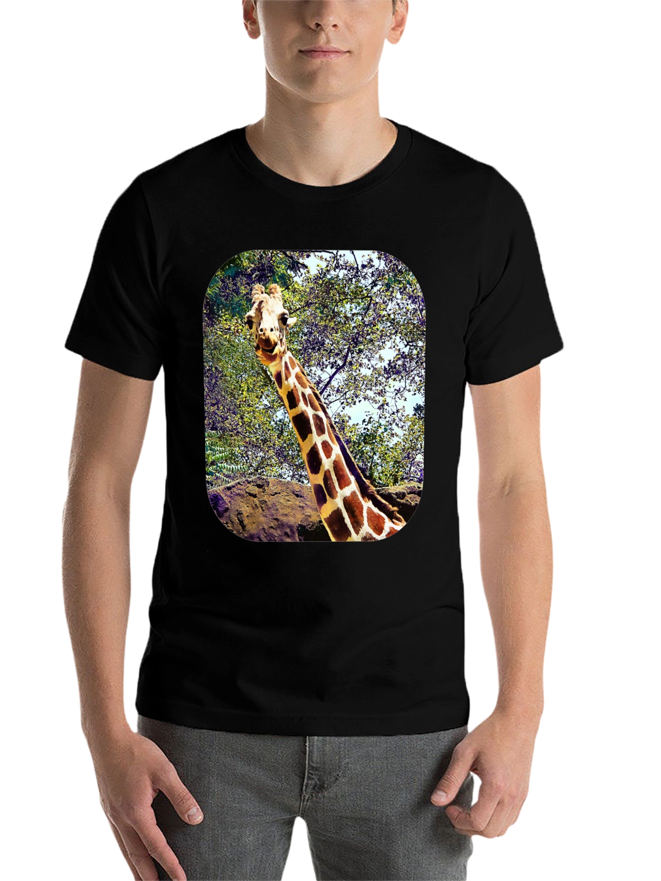 Black Giraffe Graphic T-Shirt - Unique Animal Tee view 7