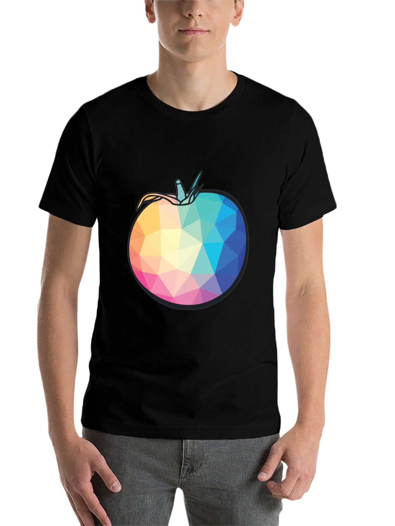 Black Geometric Tomato Black T-Shirt view 7