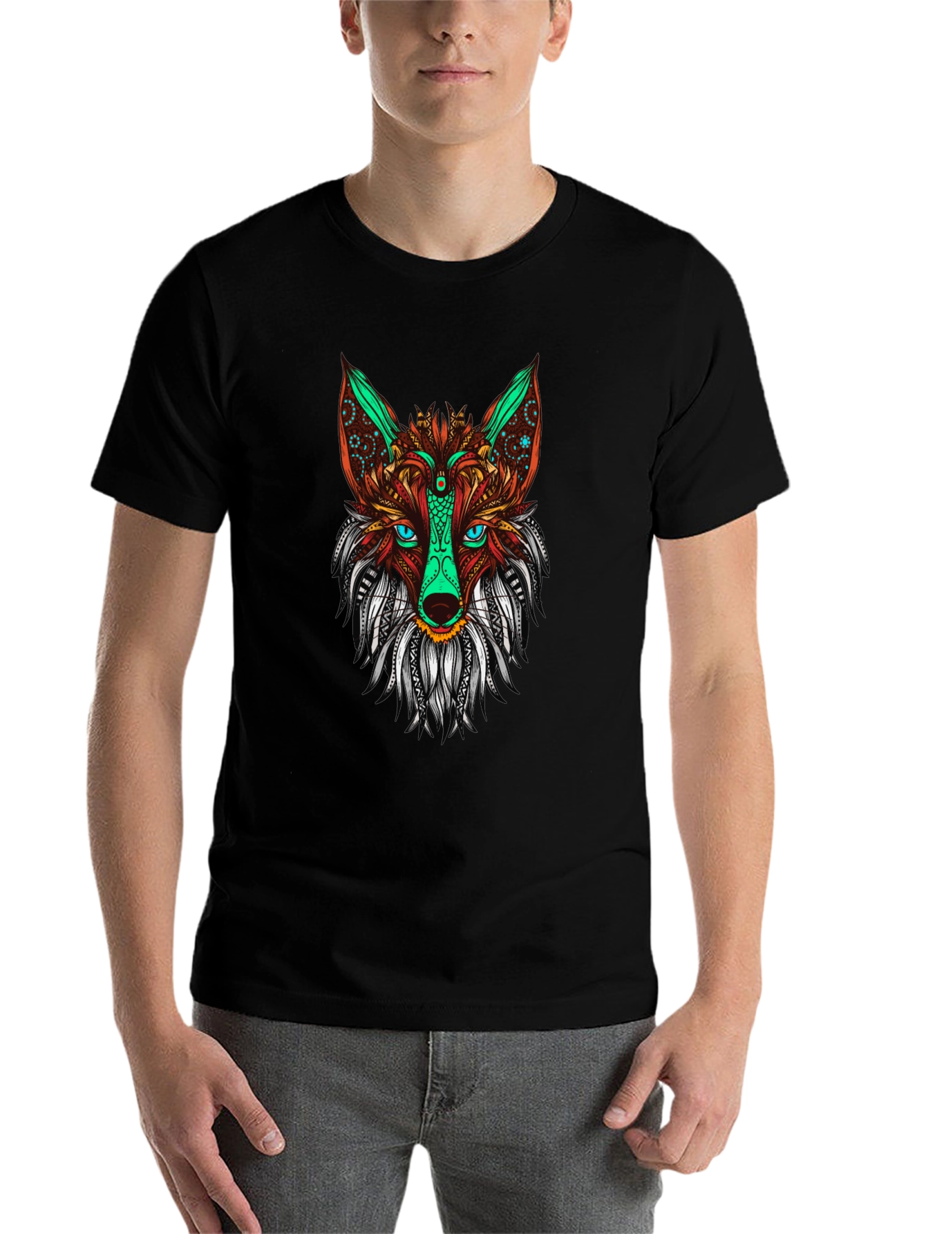 Fox Graphic Print Men's Black T-shirt - 7