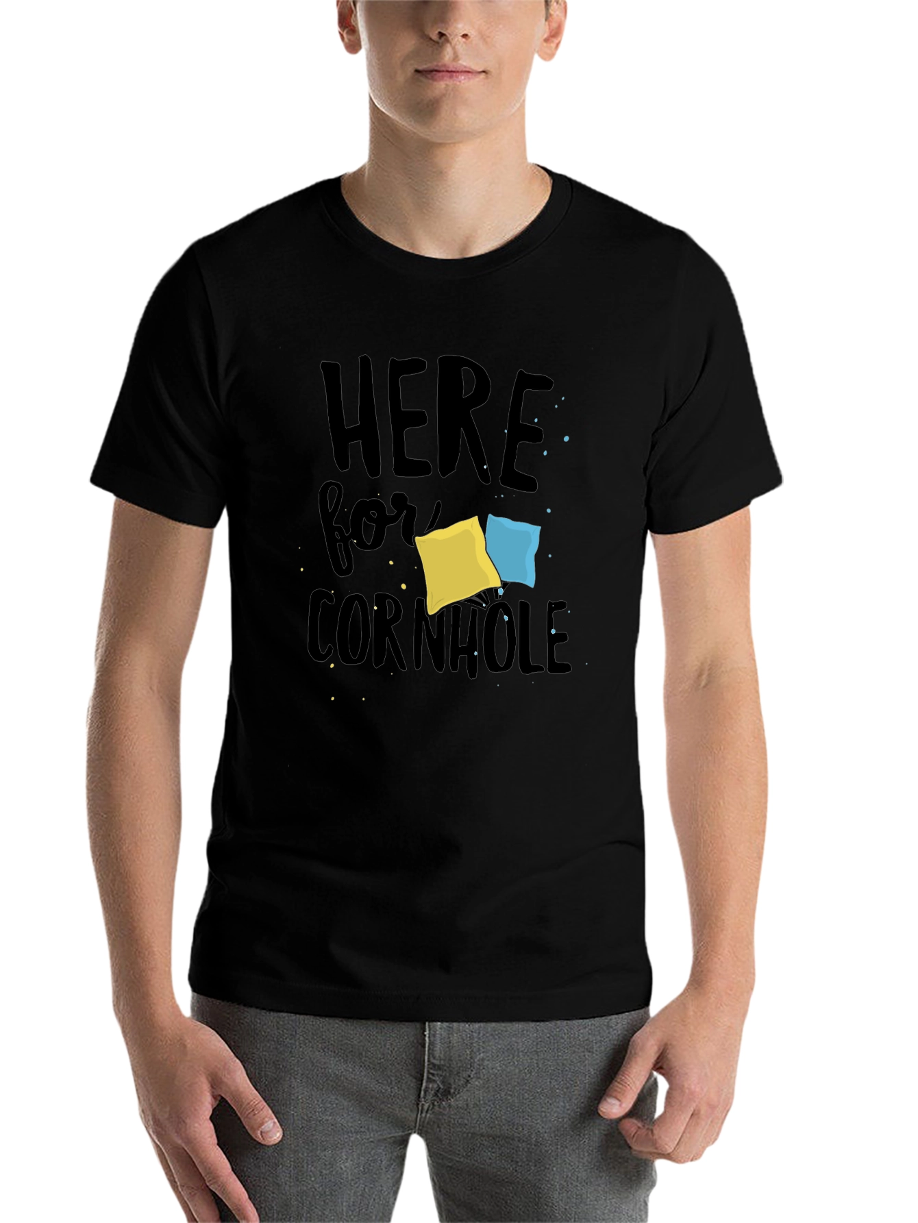 Black Here for Cornhole T-Shirt view 7