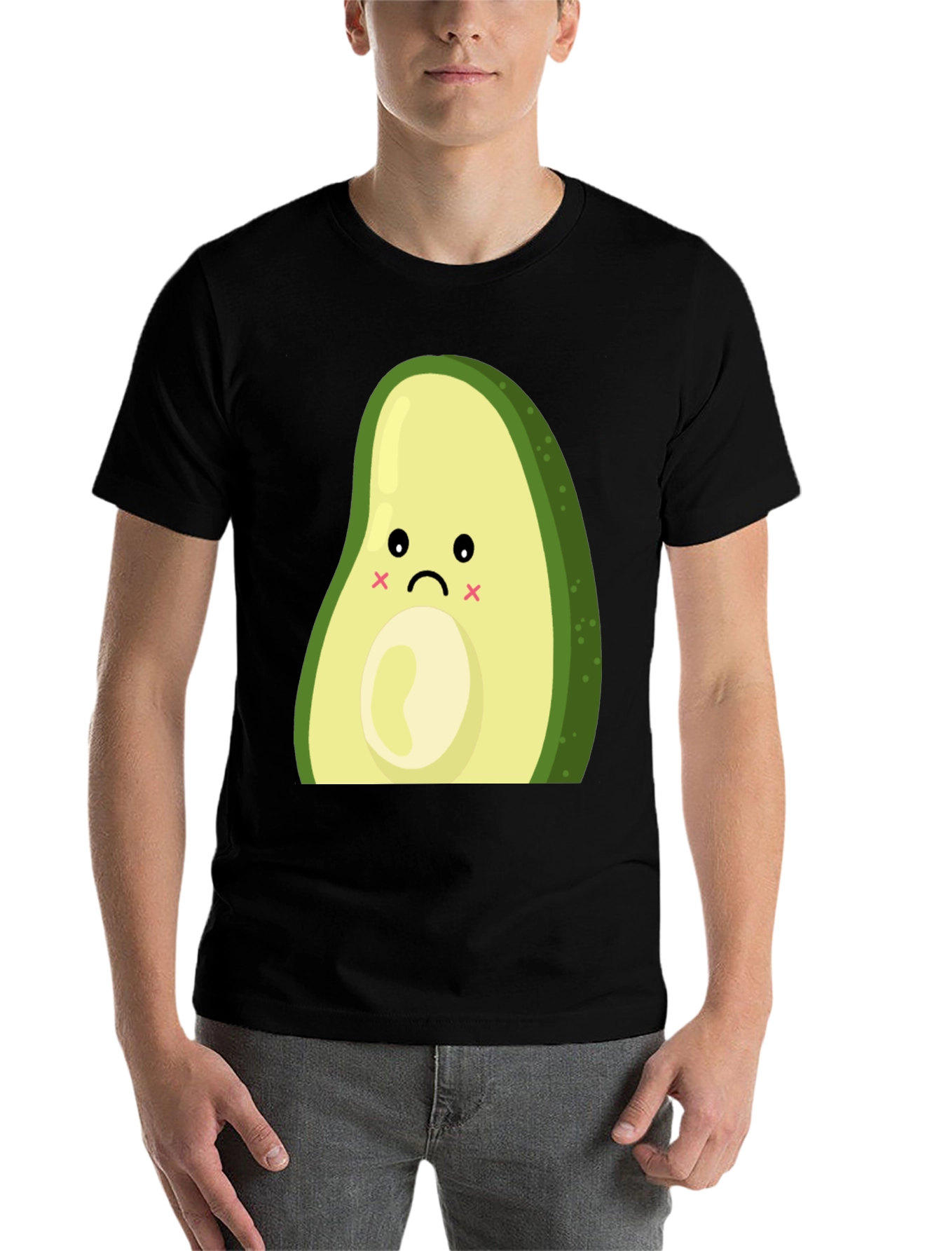Black Sad Avocado Graphic T-Shirt - Cute and Unique view 7