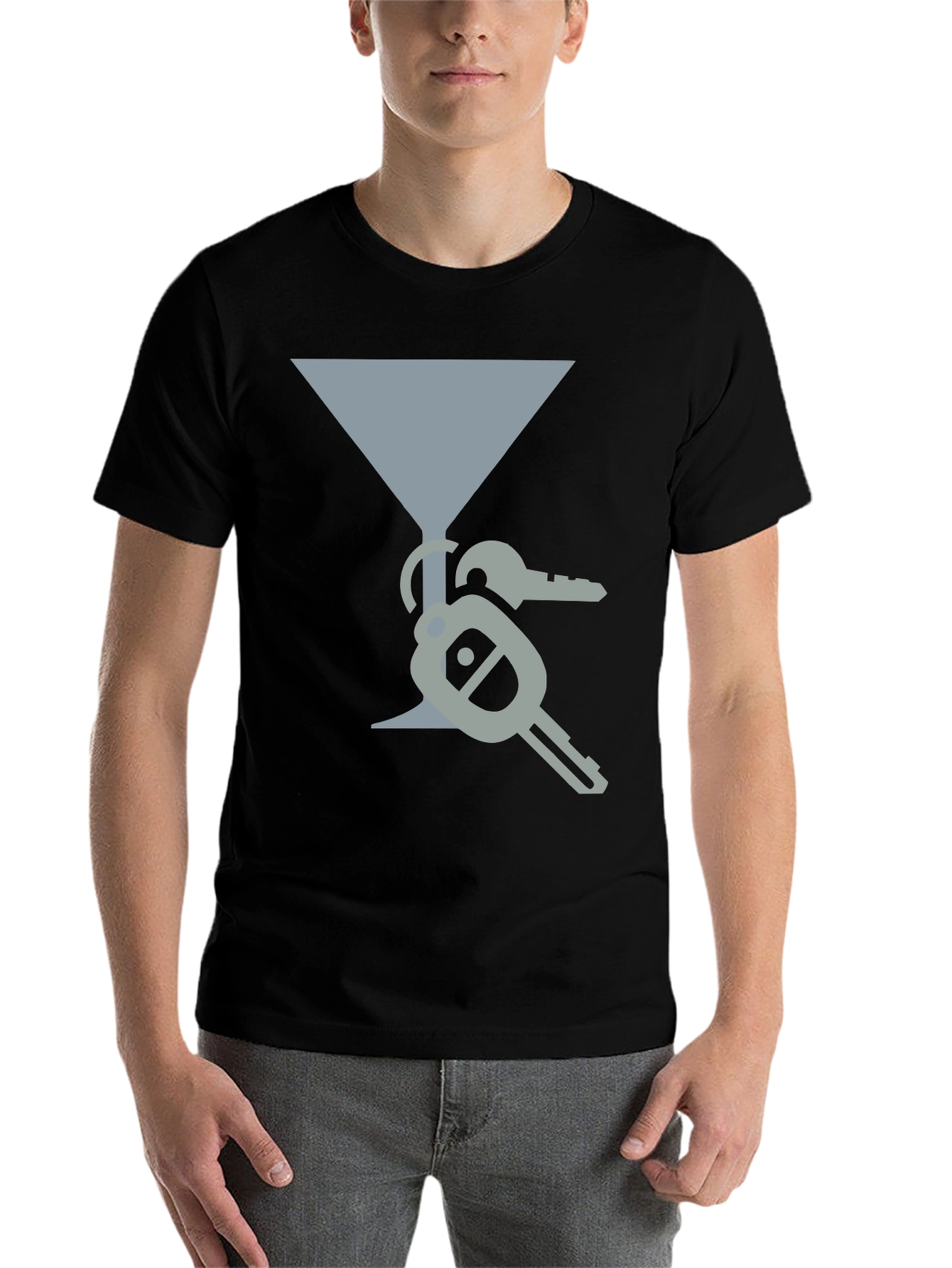 Black Martini Glass & Keys Graphic Tee view 7