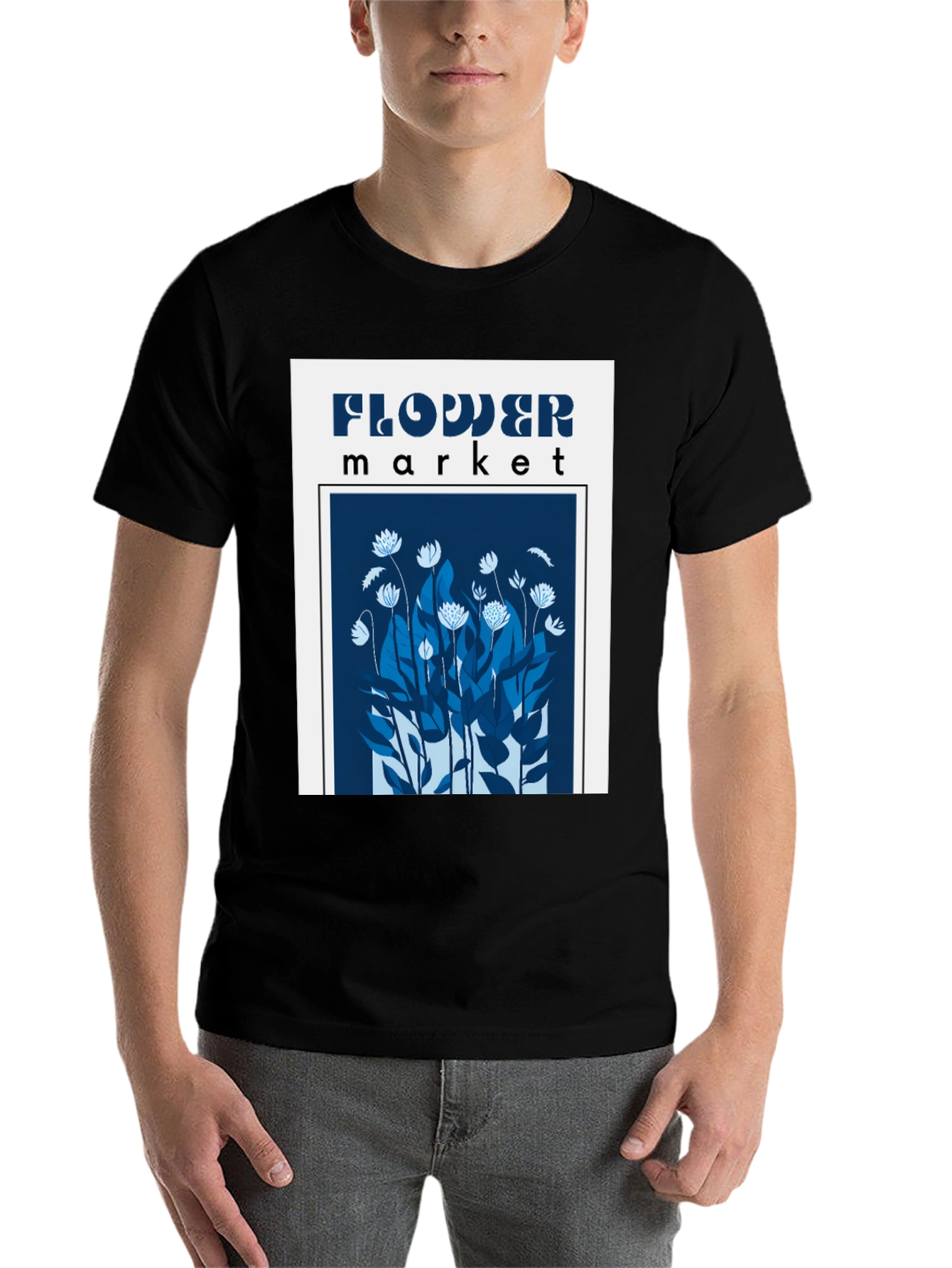 Black Flower Market Graphic Tee - Black Cotton Blend view 7