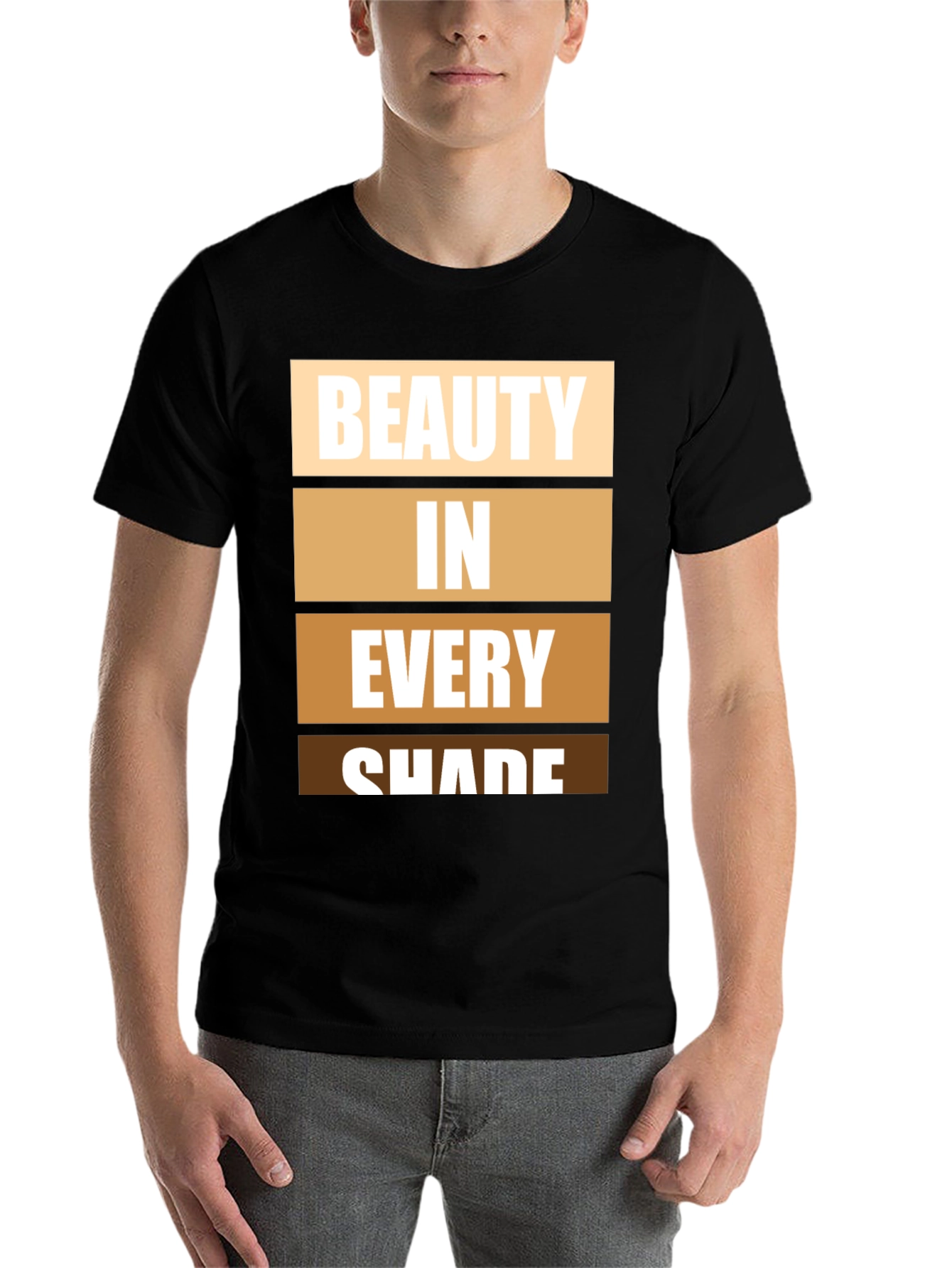 Black Beauty in Every Shade T-Shirt - Diverse Skin Tone Design view 7