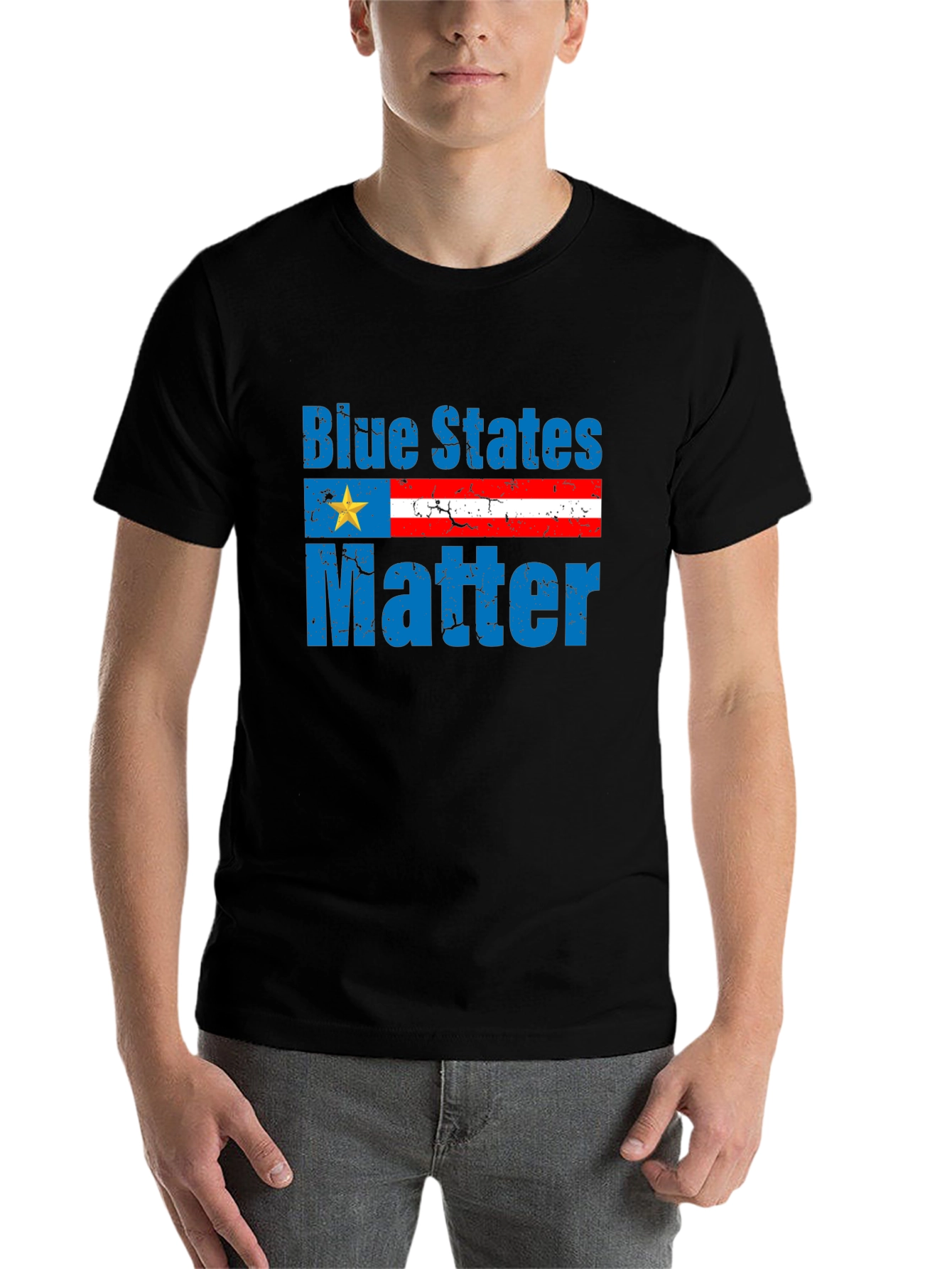Black Blue States Matter Graphic T-Shirt view 7