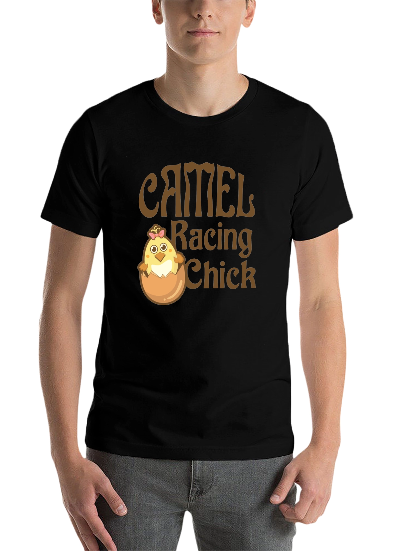 Black Camel Racing Chick Funny T-Shirt view 7