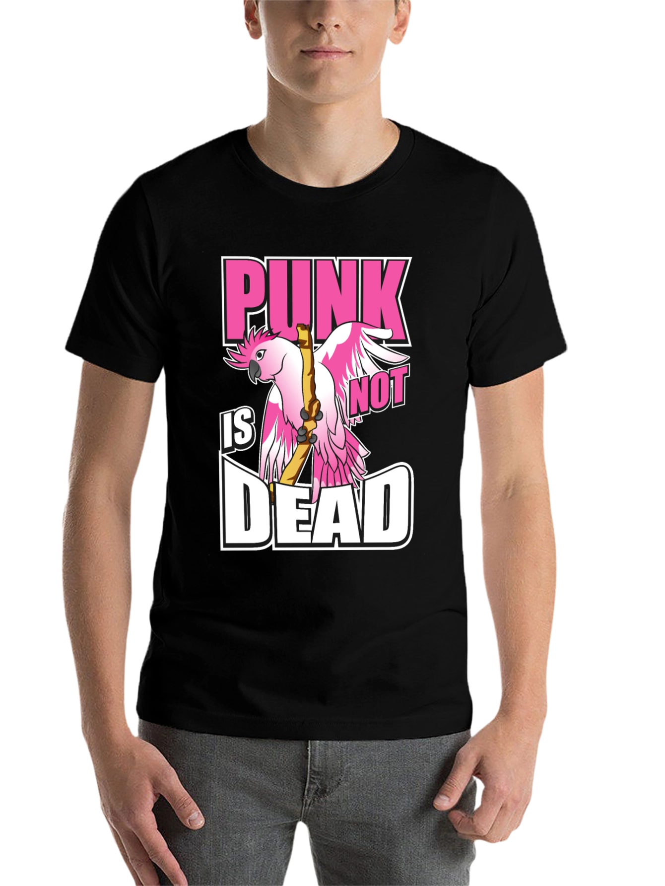 Black Punk Not Dead T-Shirt - Bird Design view 7