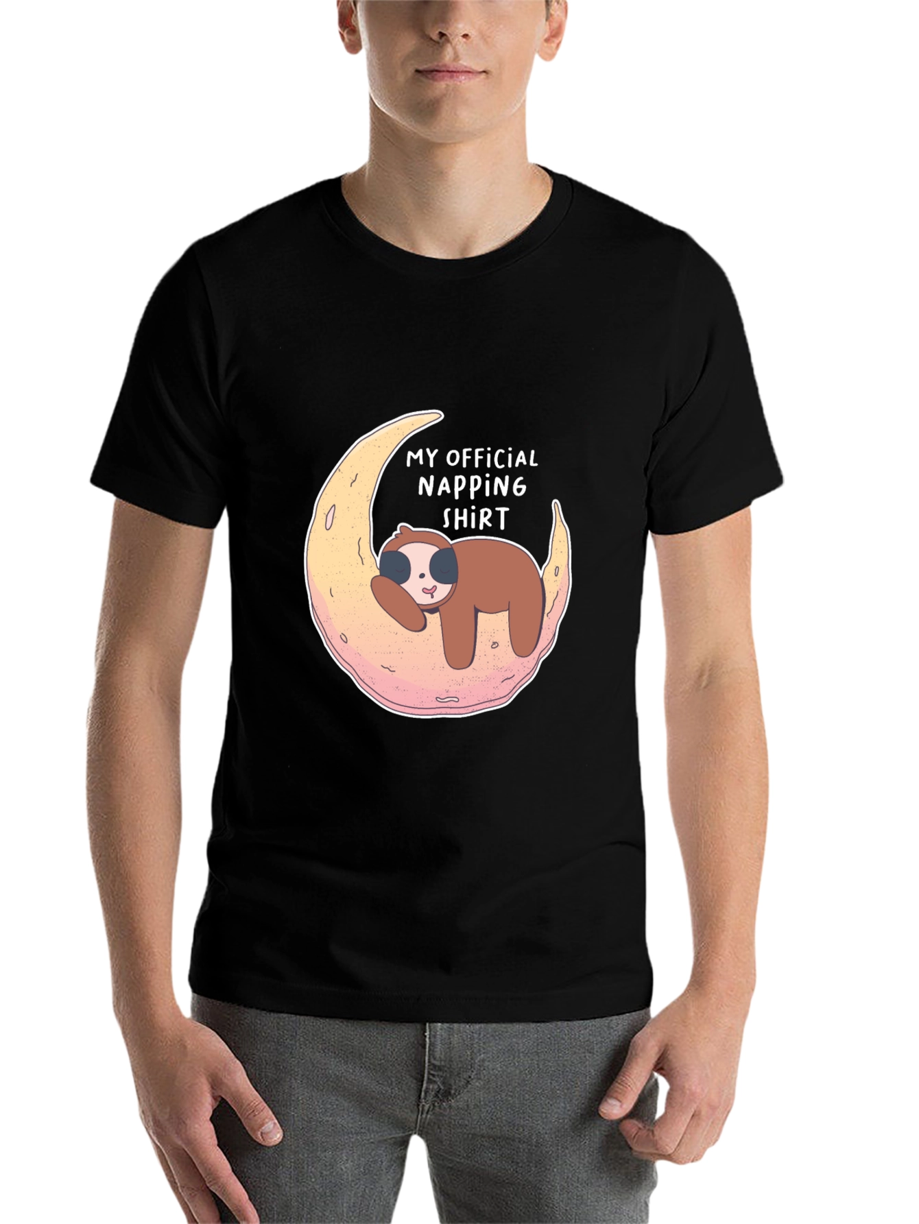 Black Napping Sloth T-Shirt - Official Napping Shirt Tee view 7