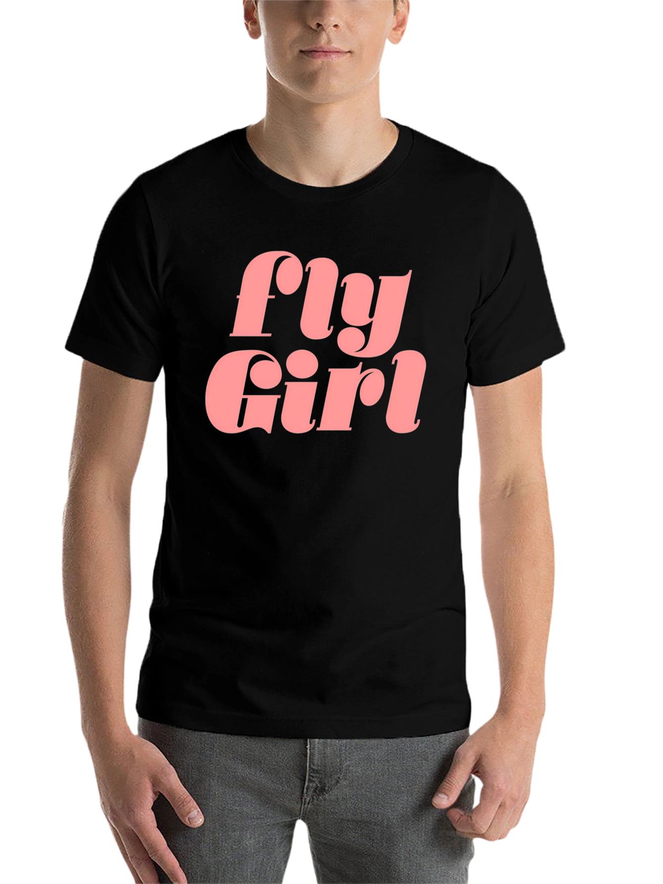 Black Fly Girl Graphic Tee - Retro Style Black T-Shirt view 7