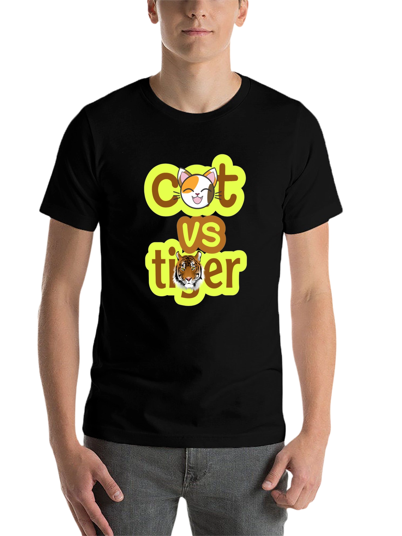 Black Cat vs Tiger Graphic T-Shirt view 7