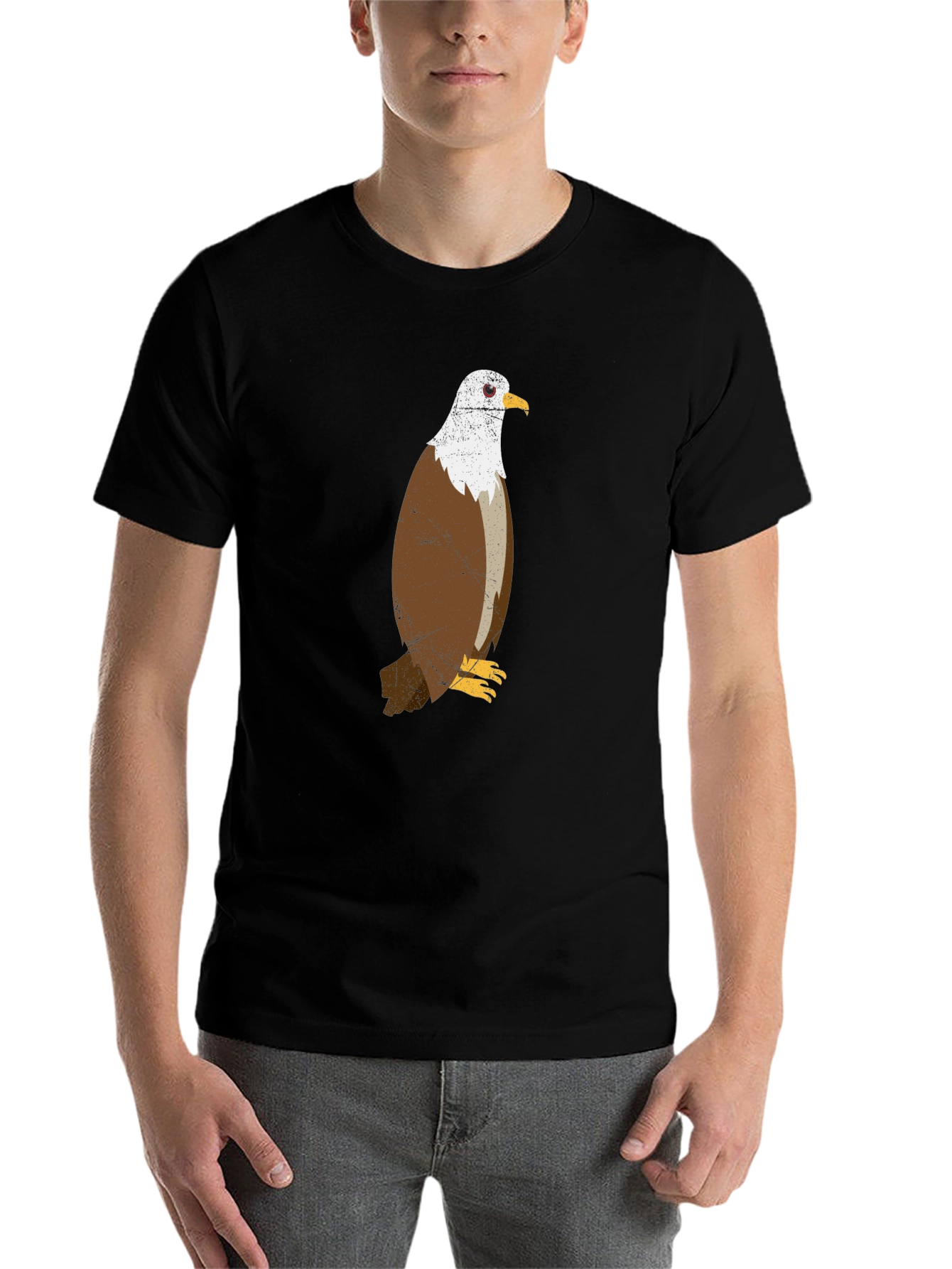 Black Eagle Graphic Print Men's Black T-Shirt view 7
