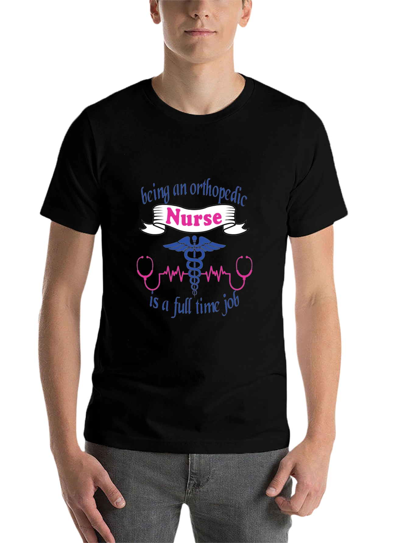 Black Orthopedic Nurse T-Shirt - Full Time Job Tee view 7