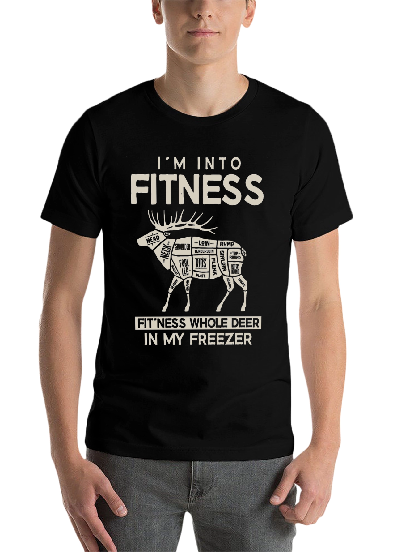 Black Fitness Deer Graphic T-Shirt view 7
