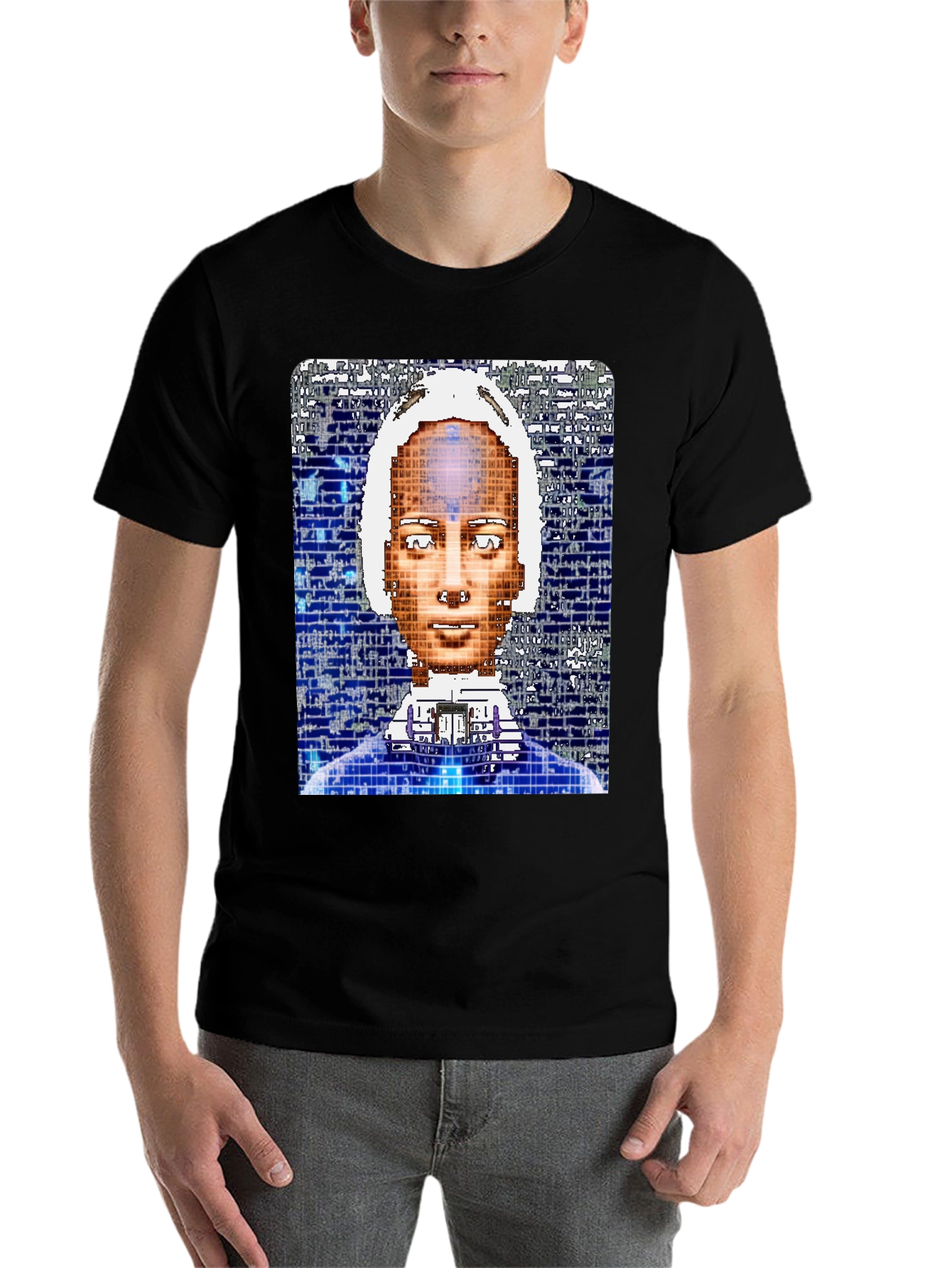 Black Abstract Humanoid Graphic T-Shirt view 7
