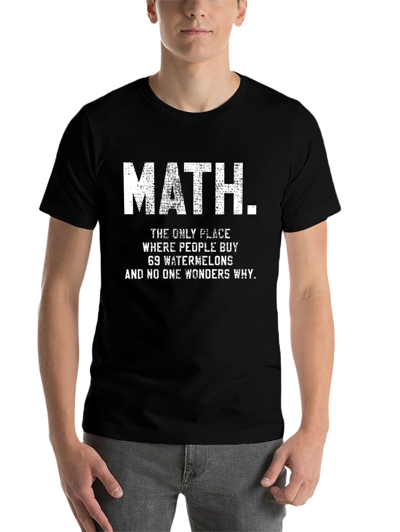 Black Funny Math Watermelon T-Shirt view 7