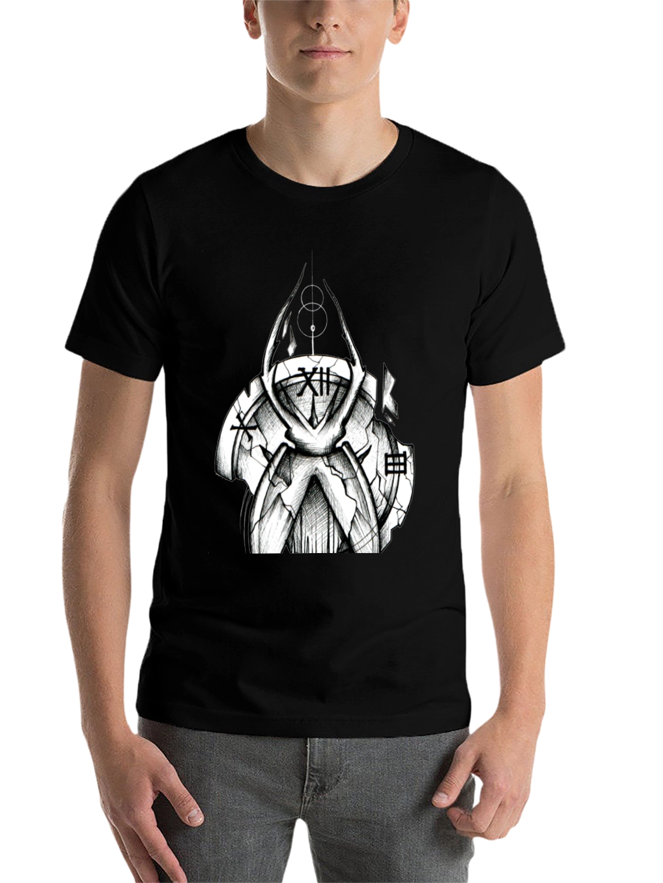 Black Abstract Clockwork T-Shirt - Unique Graphic Tee view 7