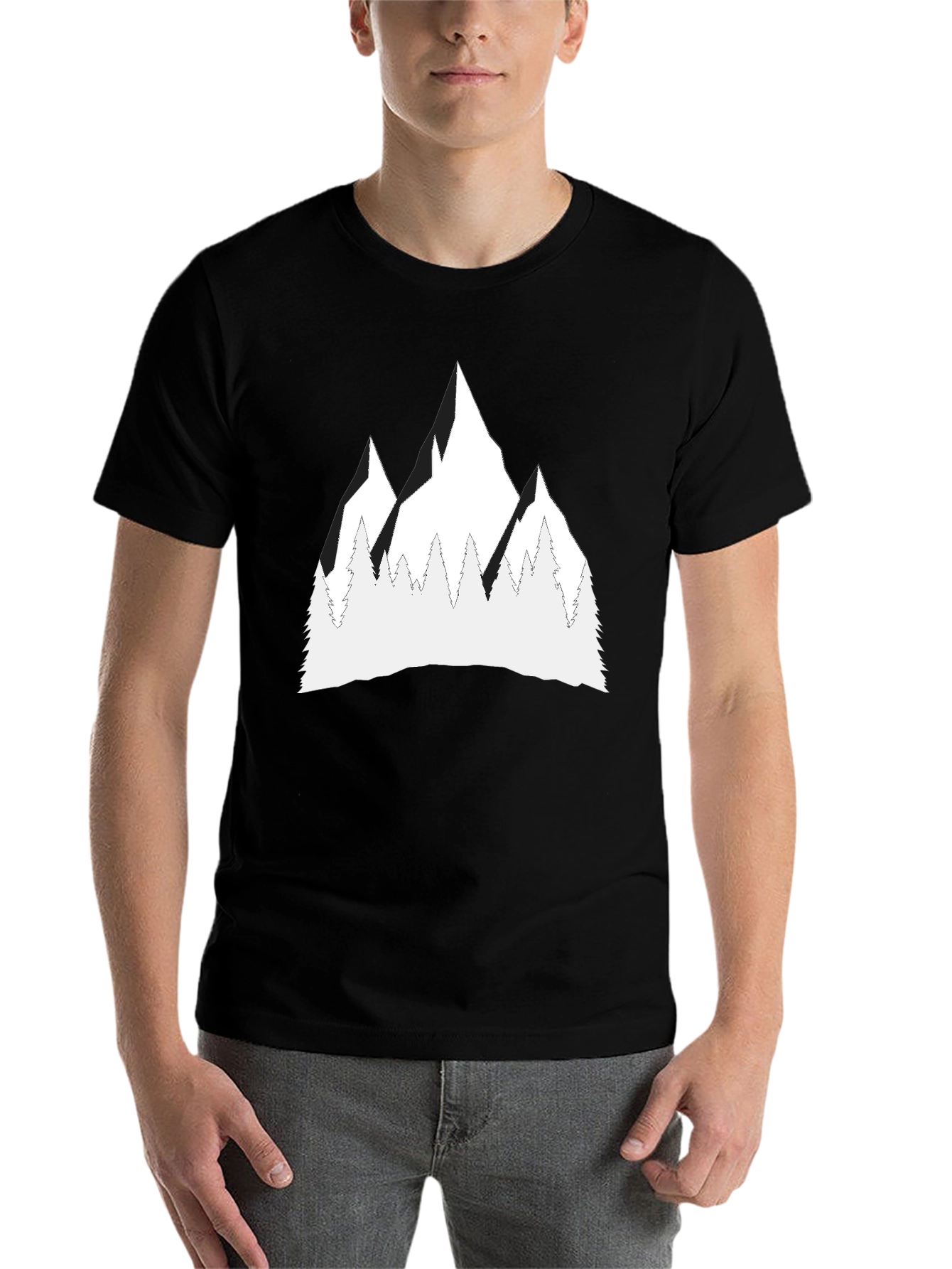 Black Mountain Peak Graphic Tee - Stylish Black T-Shirt view 7