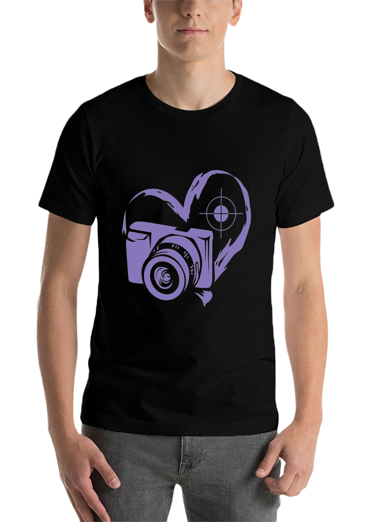 Camera Heart Graphic Black T-Shirt - 7