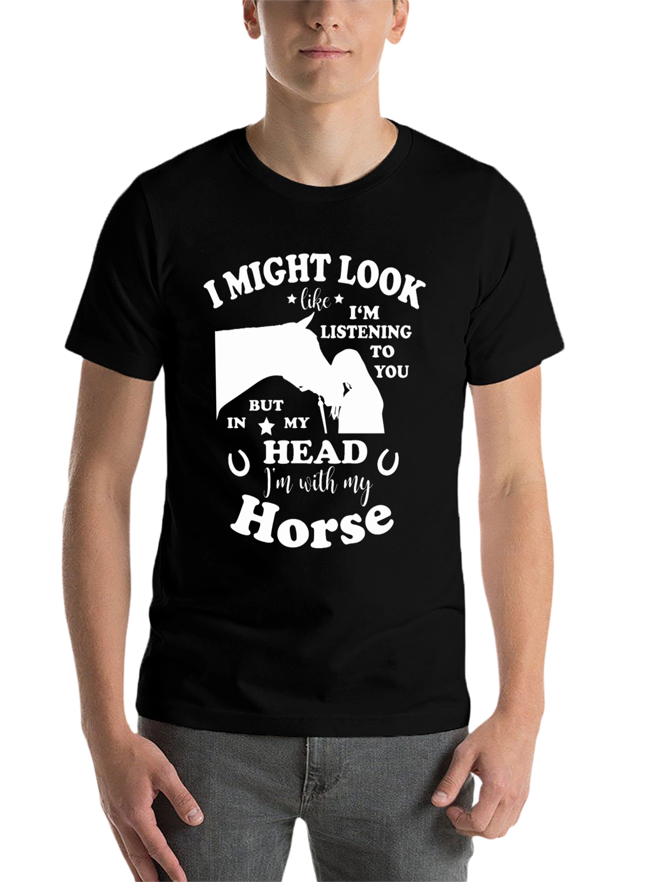 Black I'm With My Horse Graphic T-Shirt view 7