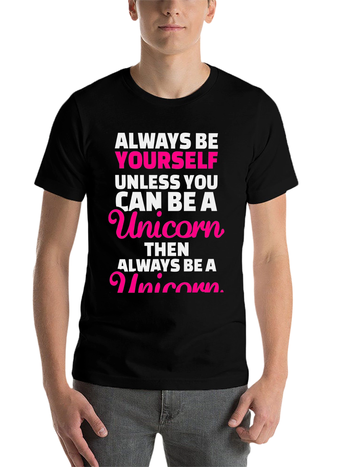 Black Always Be Yourself Unicorn Graphic Tee view 7