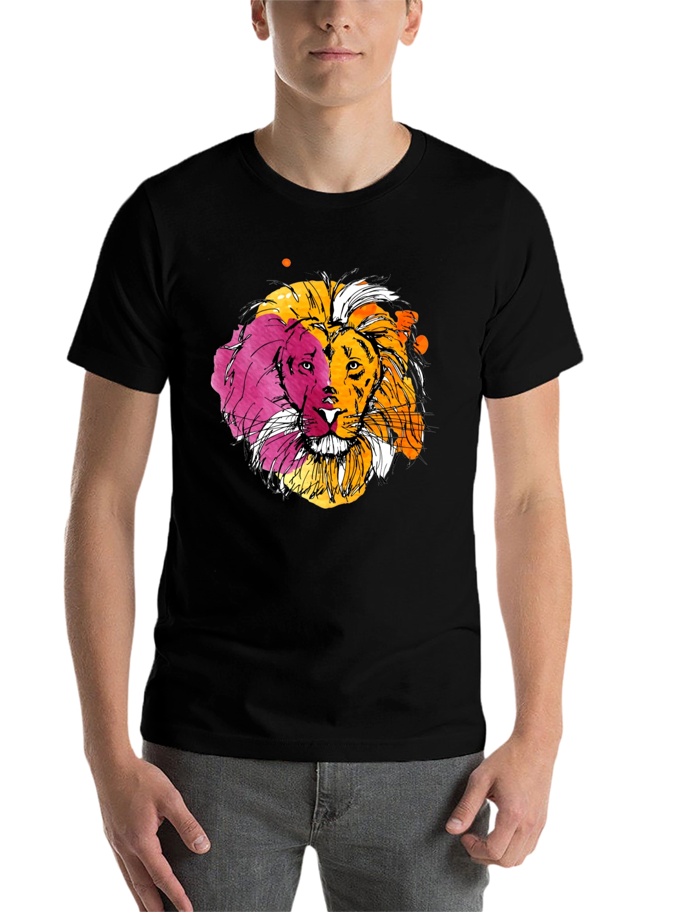 Black Lion Graphic Print Black T-Shirt view 7