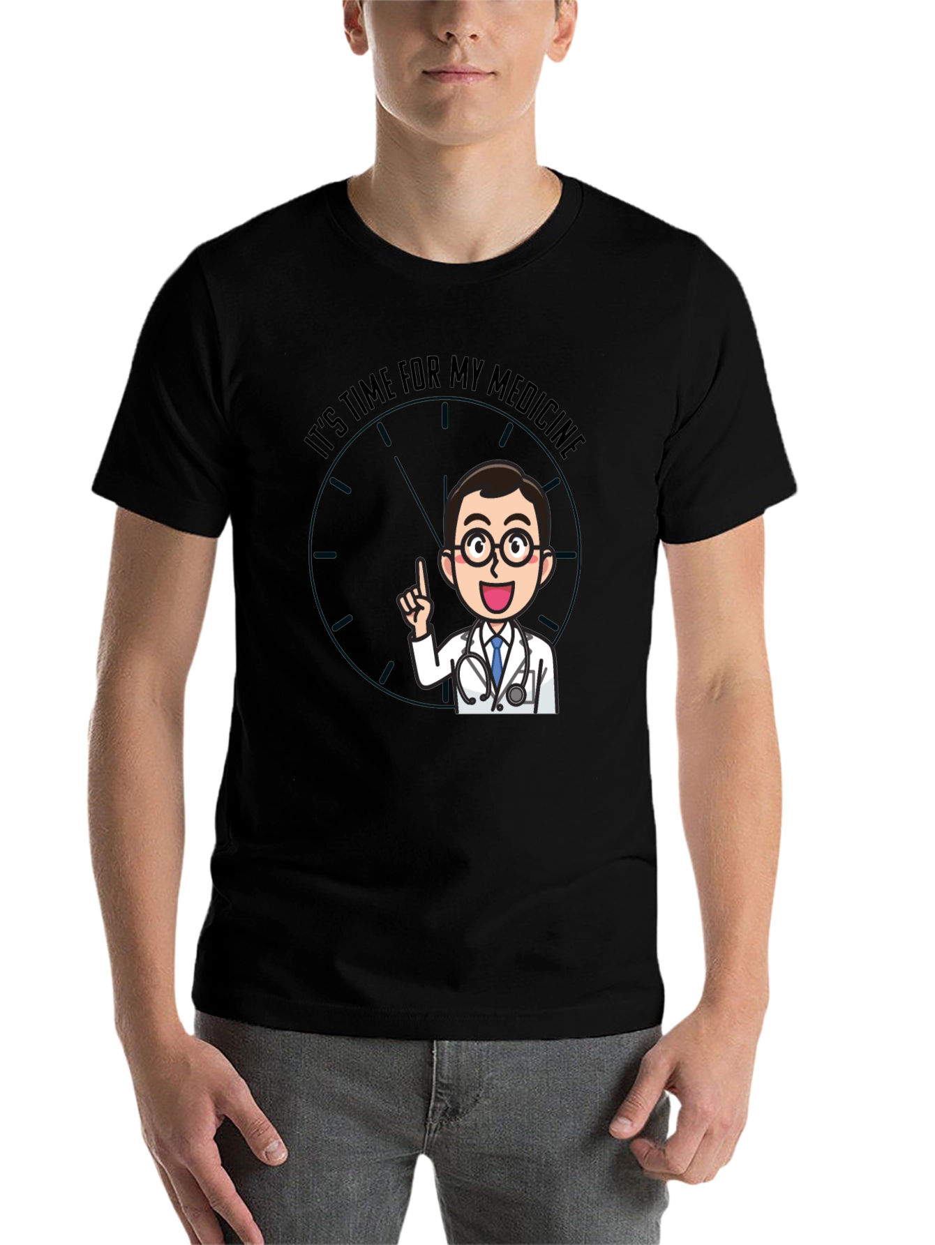 Black Time For Medicine Doctor Graphic T-Shirt view 7