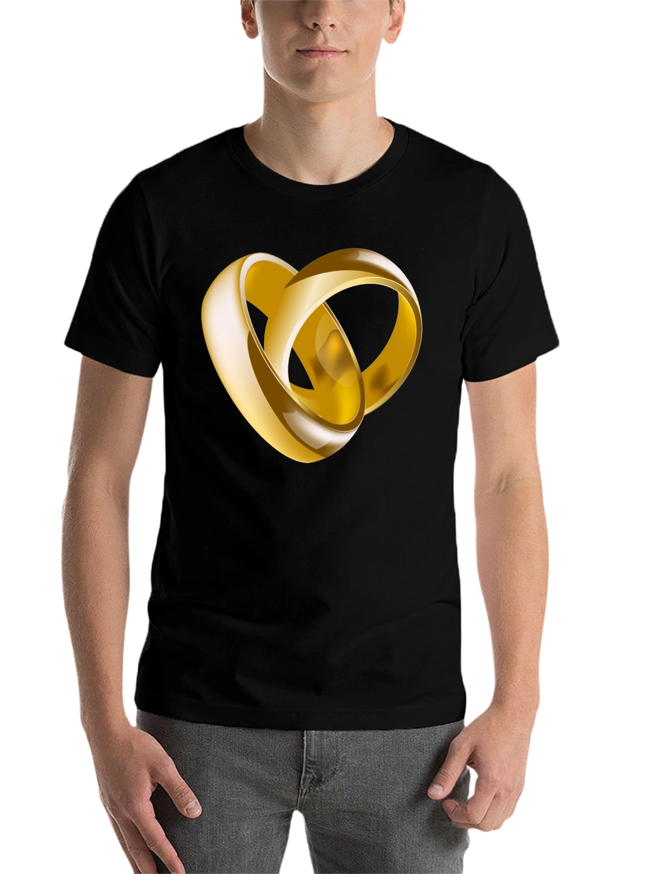 Black Gold Rings Graphic Black T-Shirt view 7