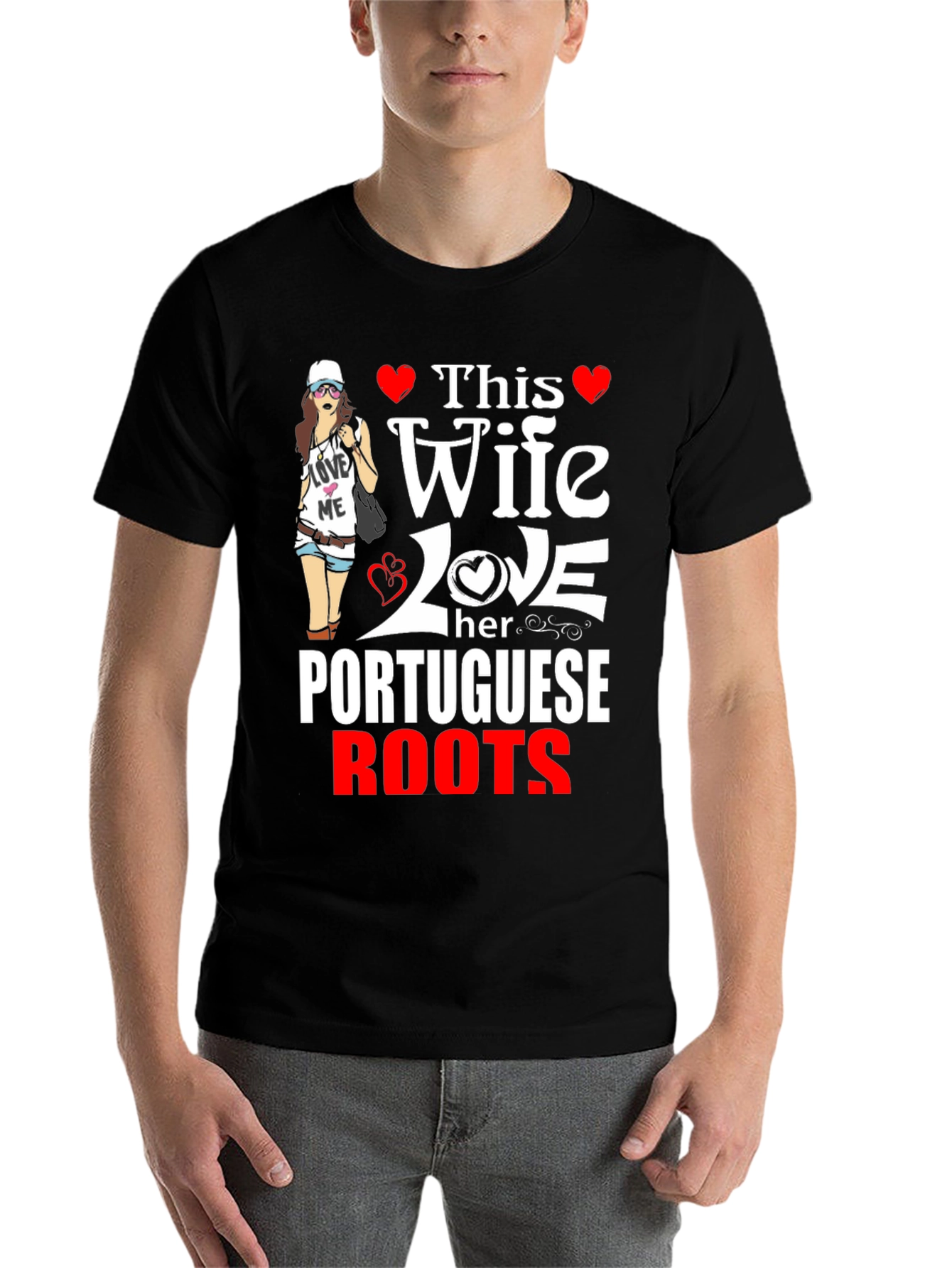 Black Wife Loves Portuguese Roots T-Shirt view 7