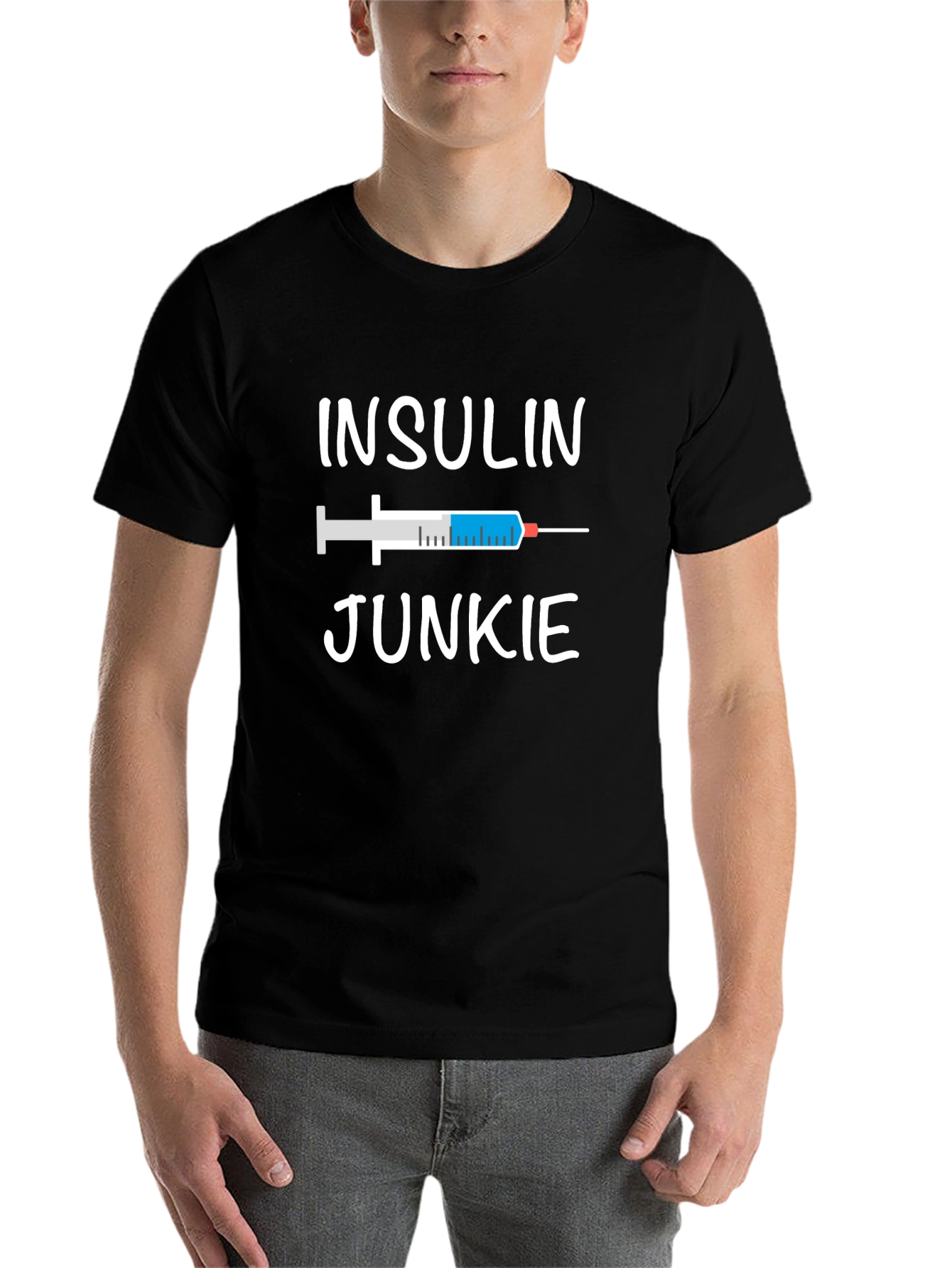 Black Insulin Junkie T-Shirt - Diabetic Awareness Tee view 7