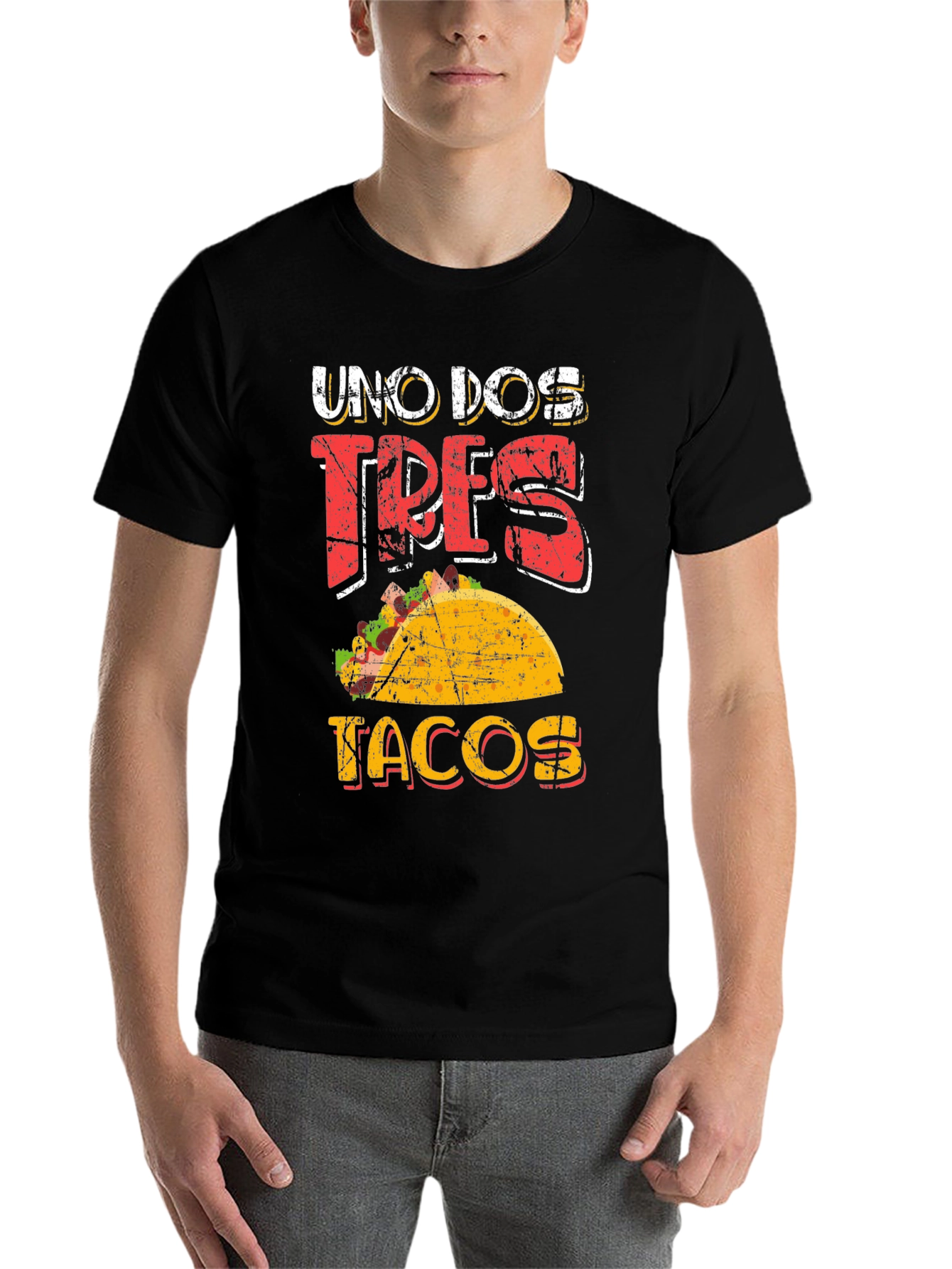 Black Uno Dos Tres Tacos Graphic T-Shirt view 7
