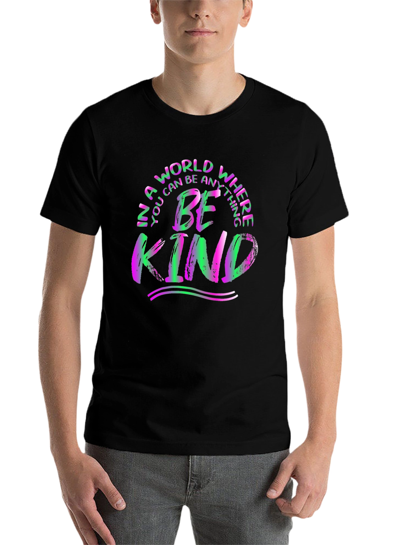 Black Be Kind T-Shirt - Colorful Graphic Tee view 7