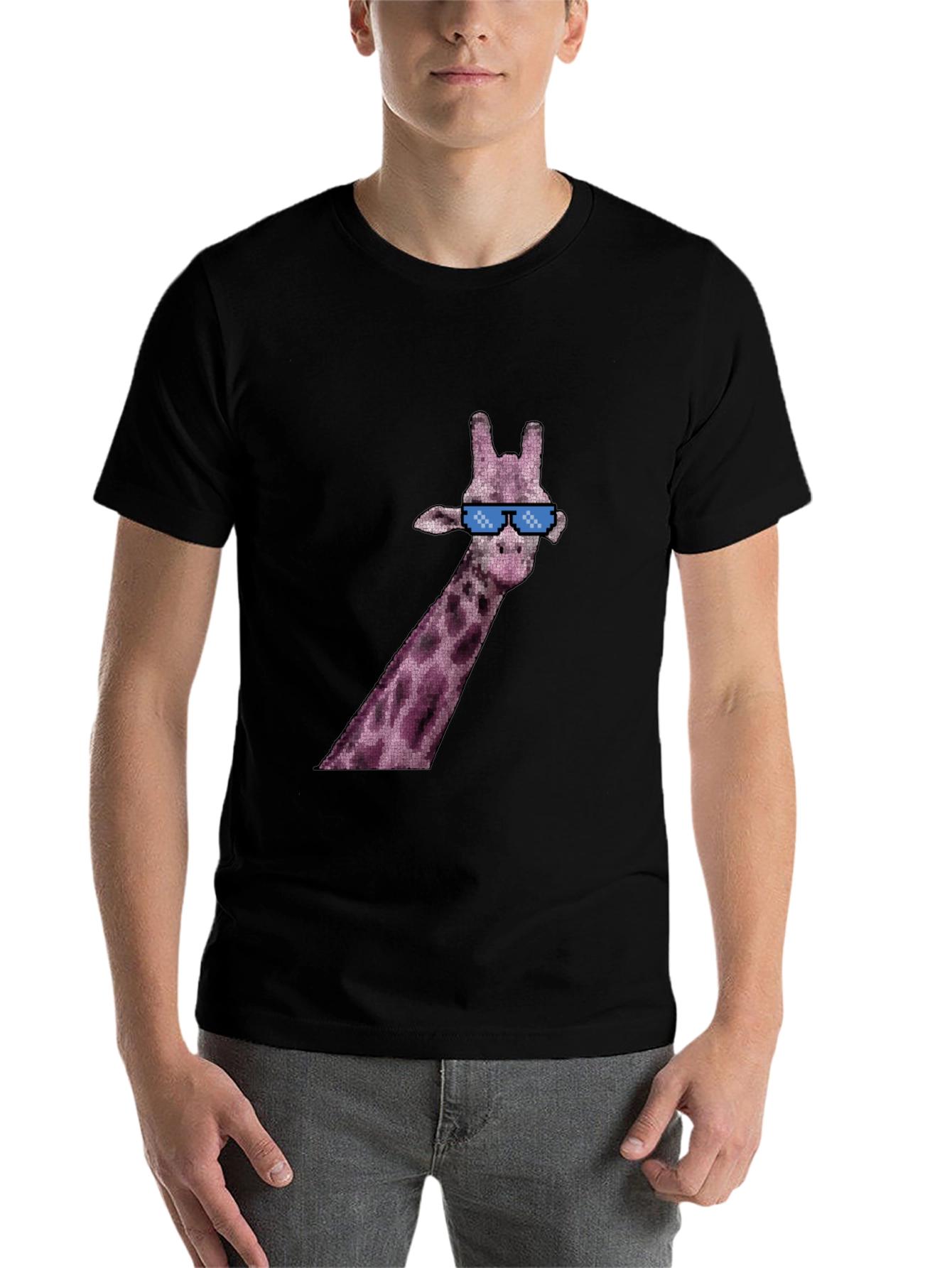 Black Cool Giraffe Graphic Tee - Black view 7