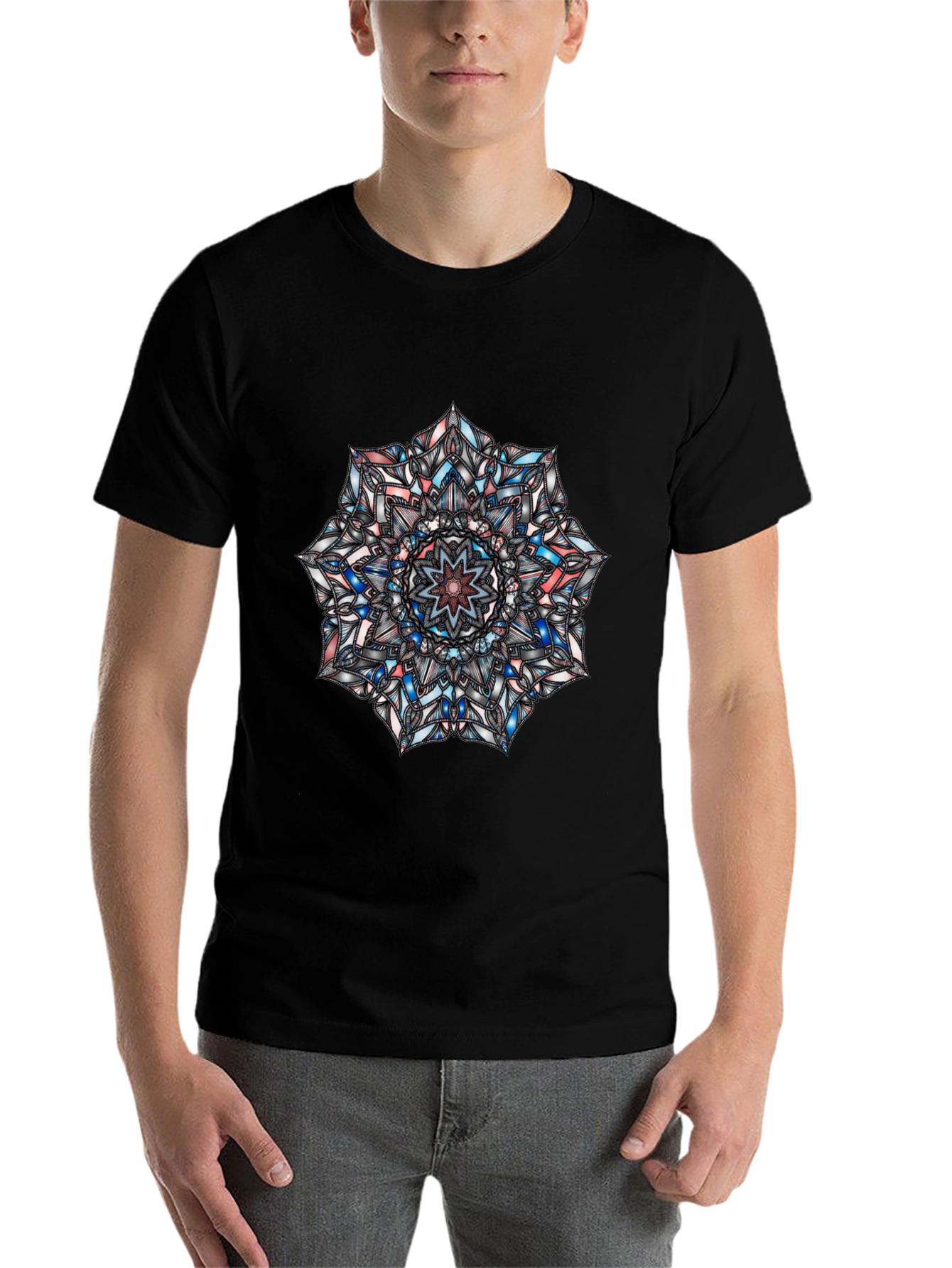 Black Mandala Graphic Print Black T-Shirt view 7