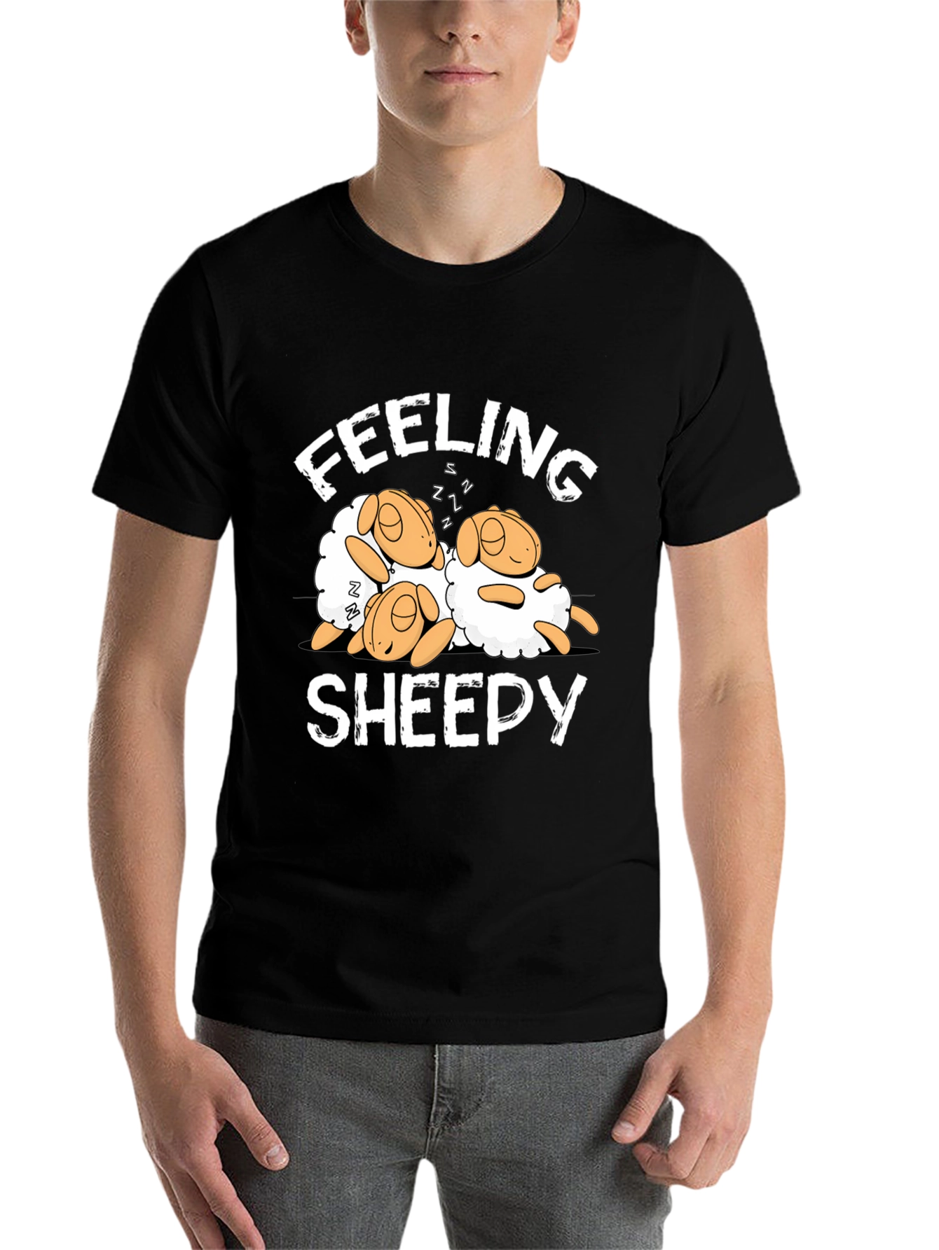 Black Feeling Sheepy Black Graphic T-Shirt view 7