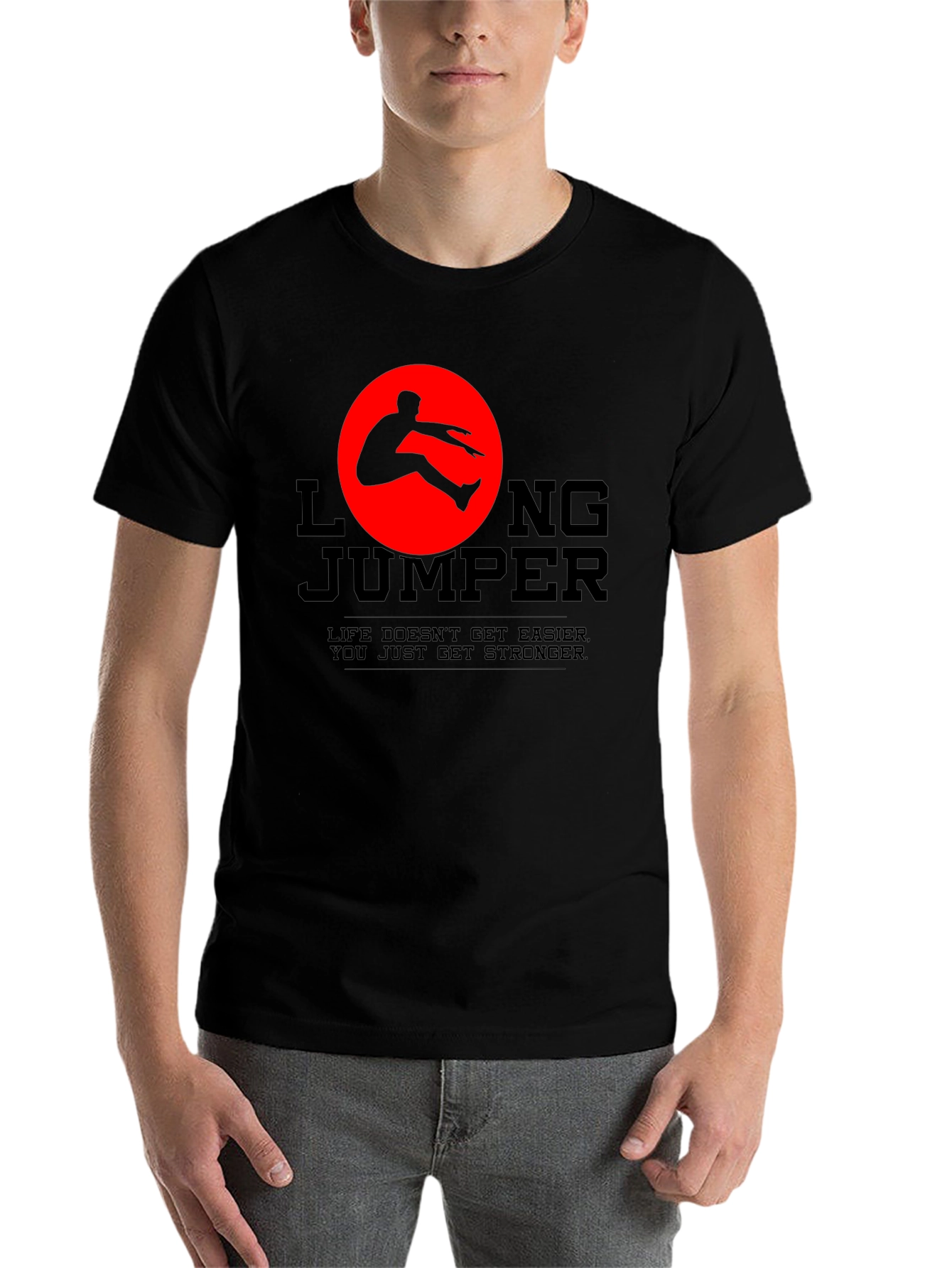Black Long Jumper Graphic Tee - Life Gets Stronger view 7