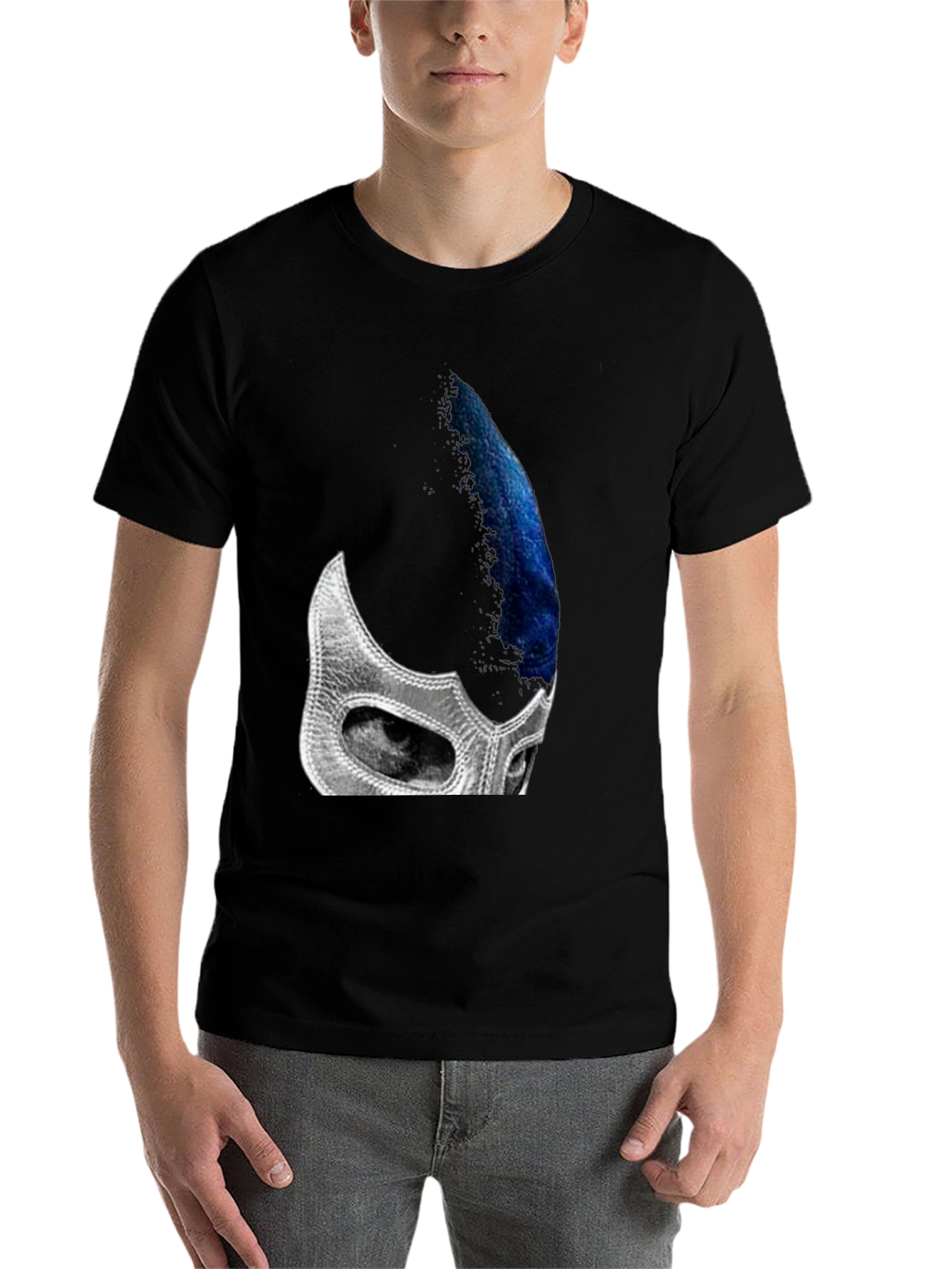 Black Wrestler Mask T-Shirt - Unique Graphic Tee view 7