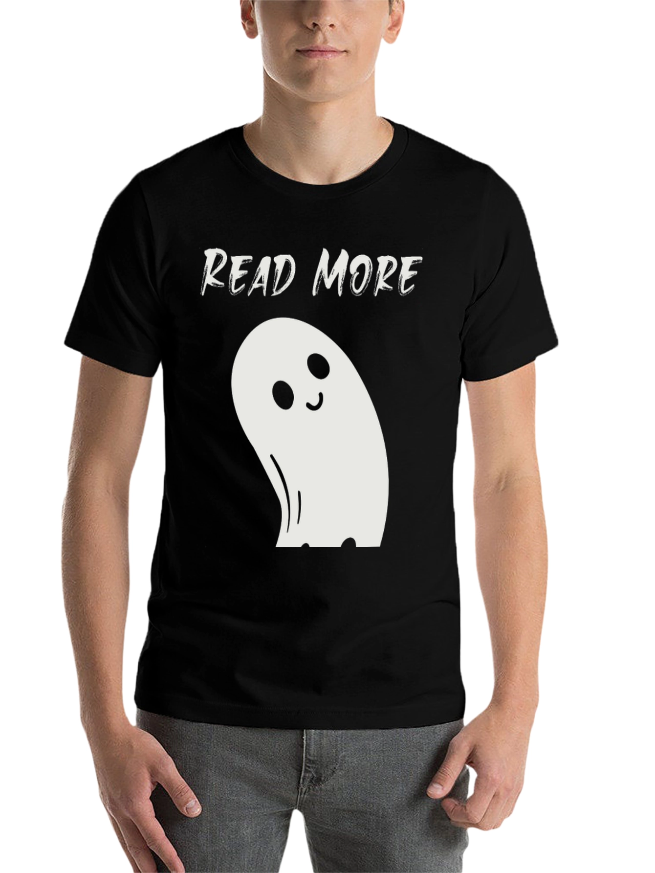 Black Read More Ghost T-Shirt - Black Cotton Blend view 7