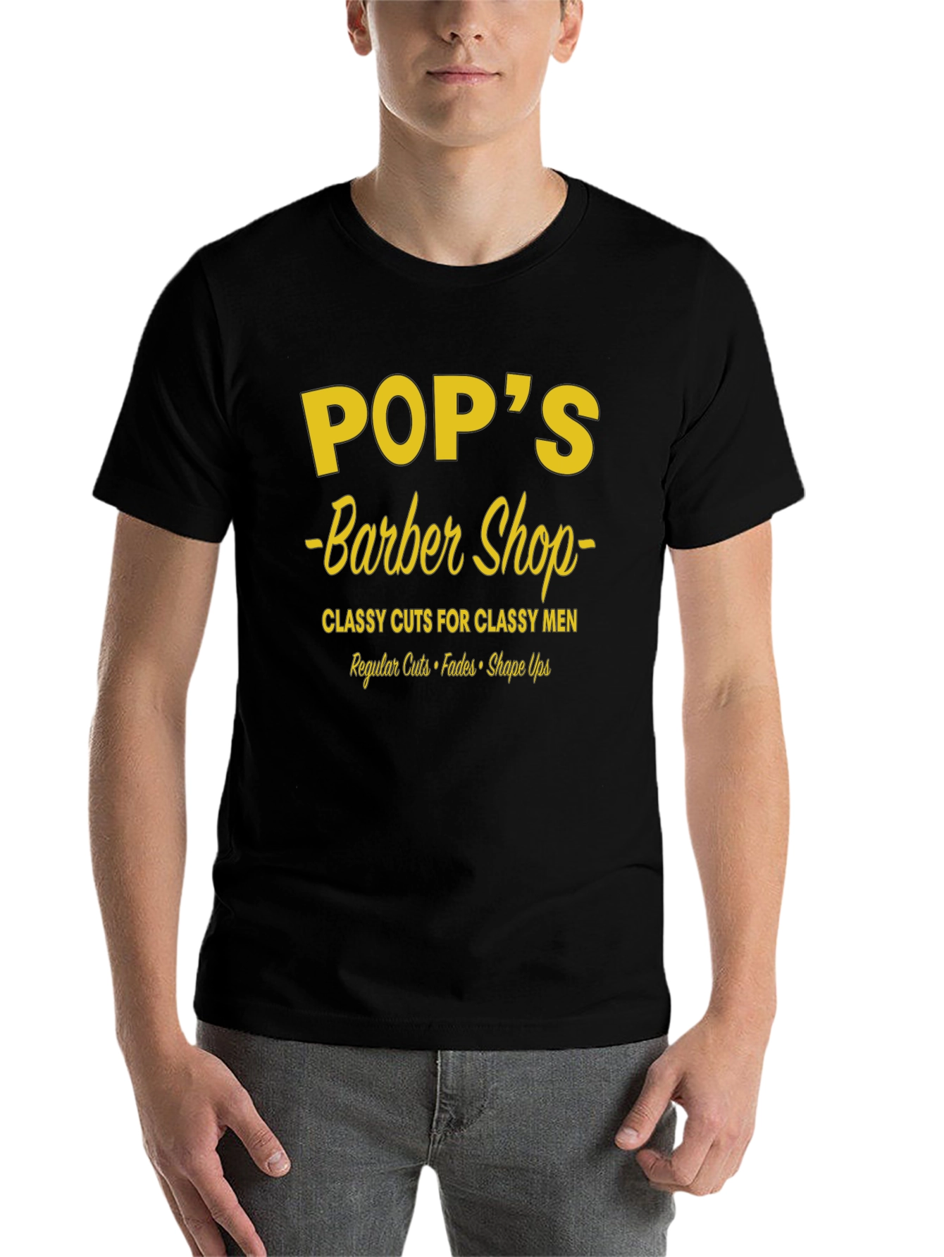 Black Pop's Barber Shop T-Shirt - Classy Men's Cuts view 7
