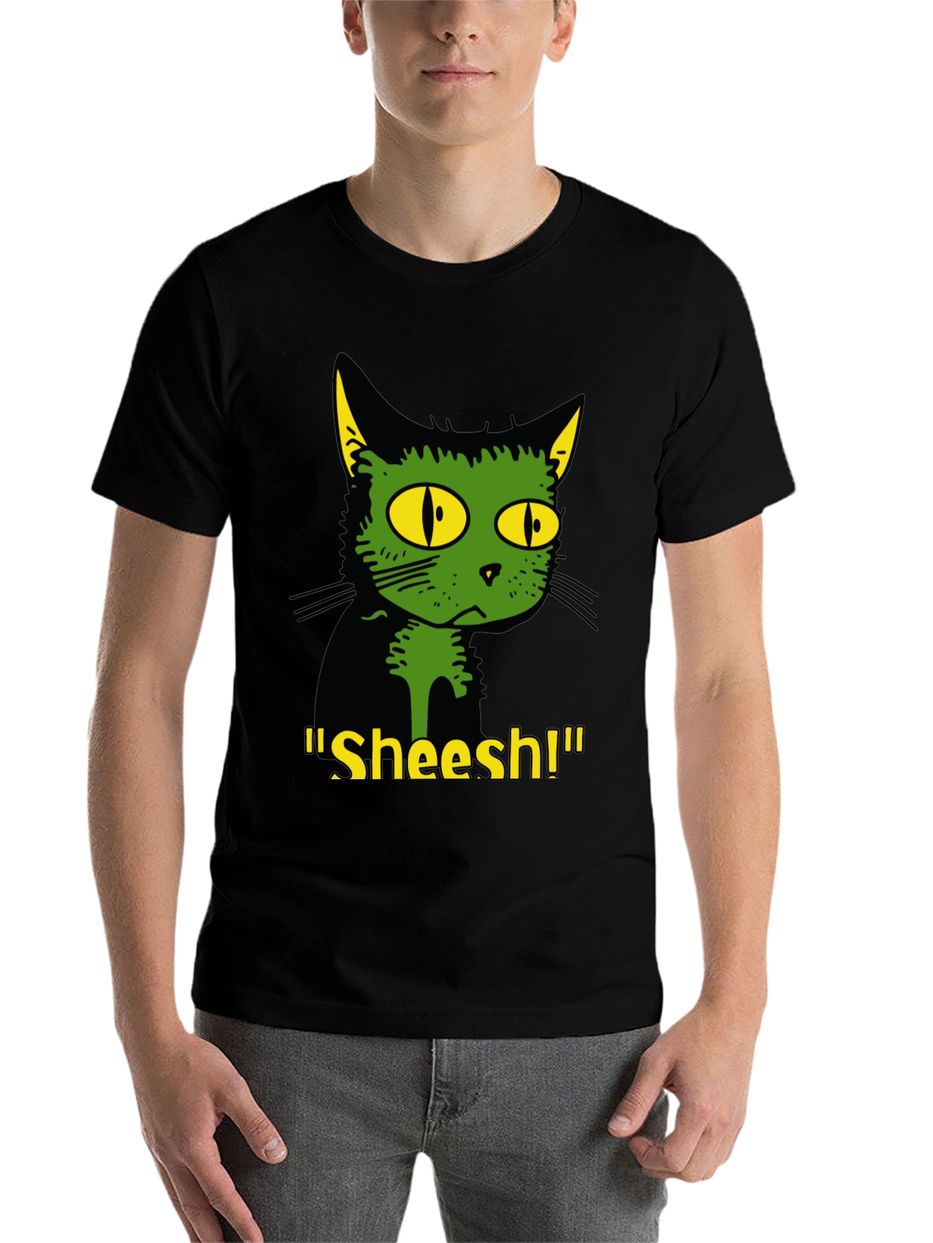 Black Sheesh Cat Graphic T-Shirt - Unique Design, Comfortable Fit view 7