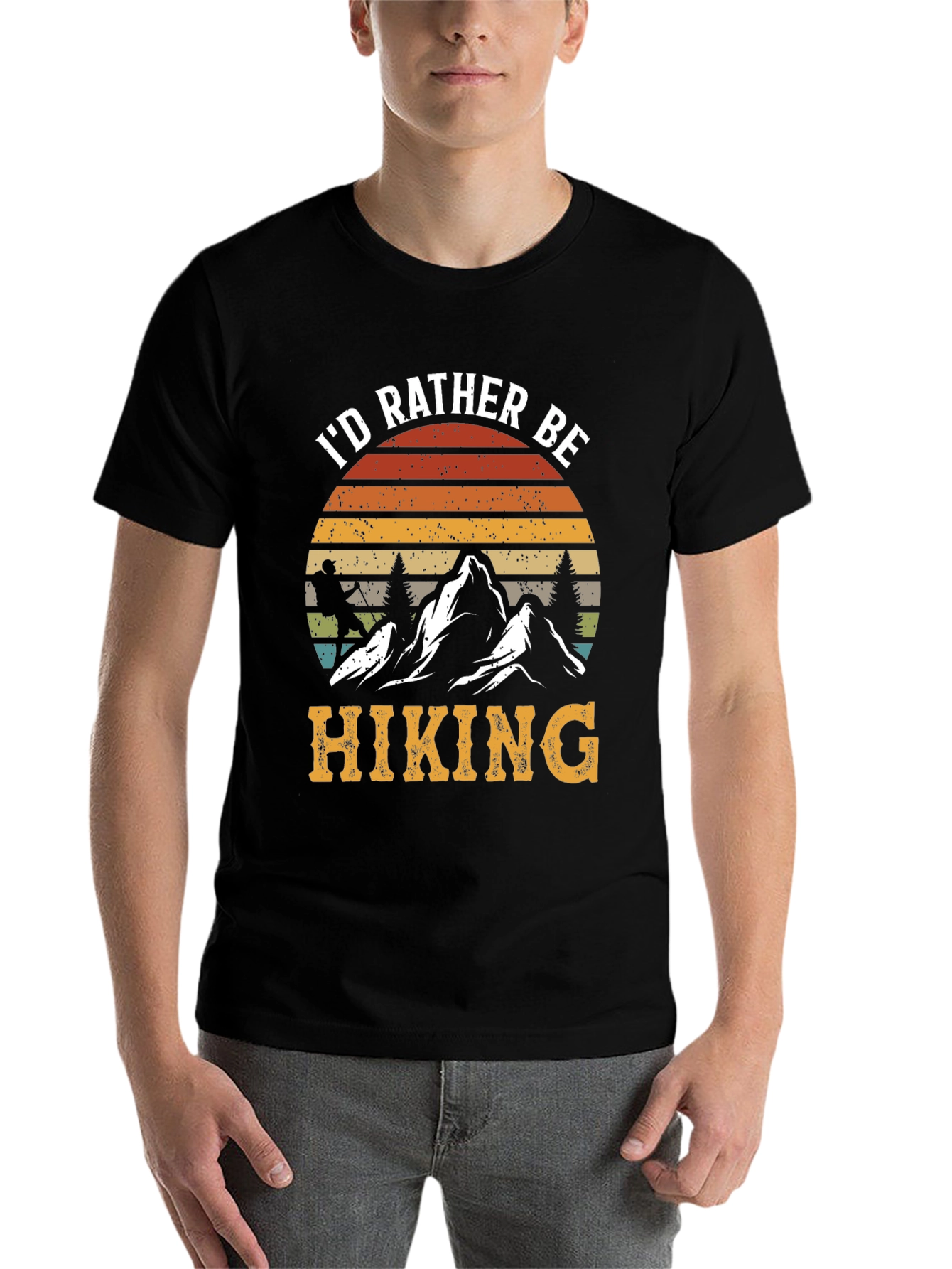 Black I'd Rather Be Hiking Graphic Tee - Outdoor Adventure Shirt view 7
