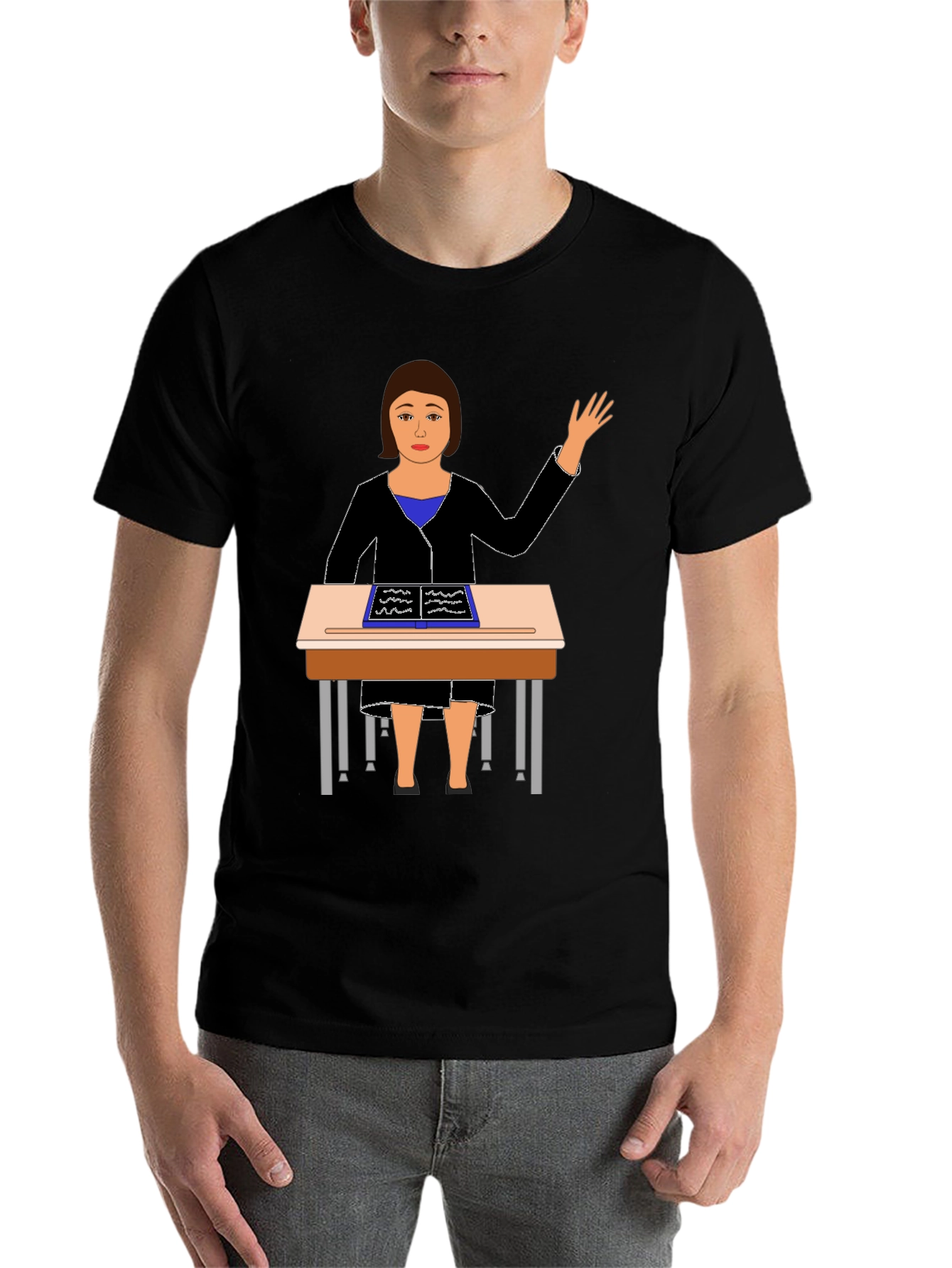 Black Teacher at Desk Graphic Tee view 7