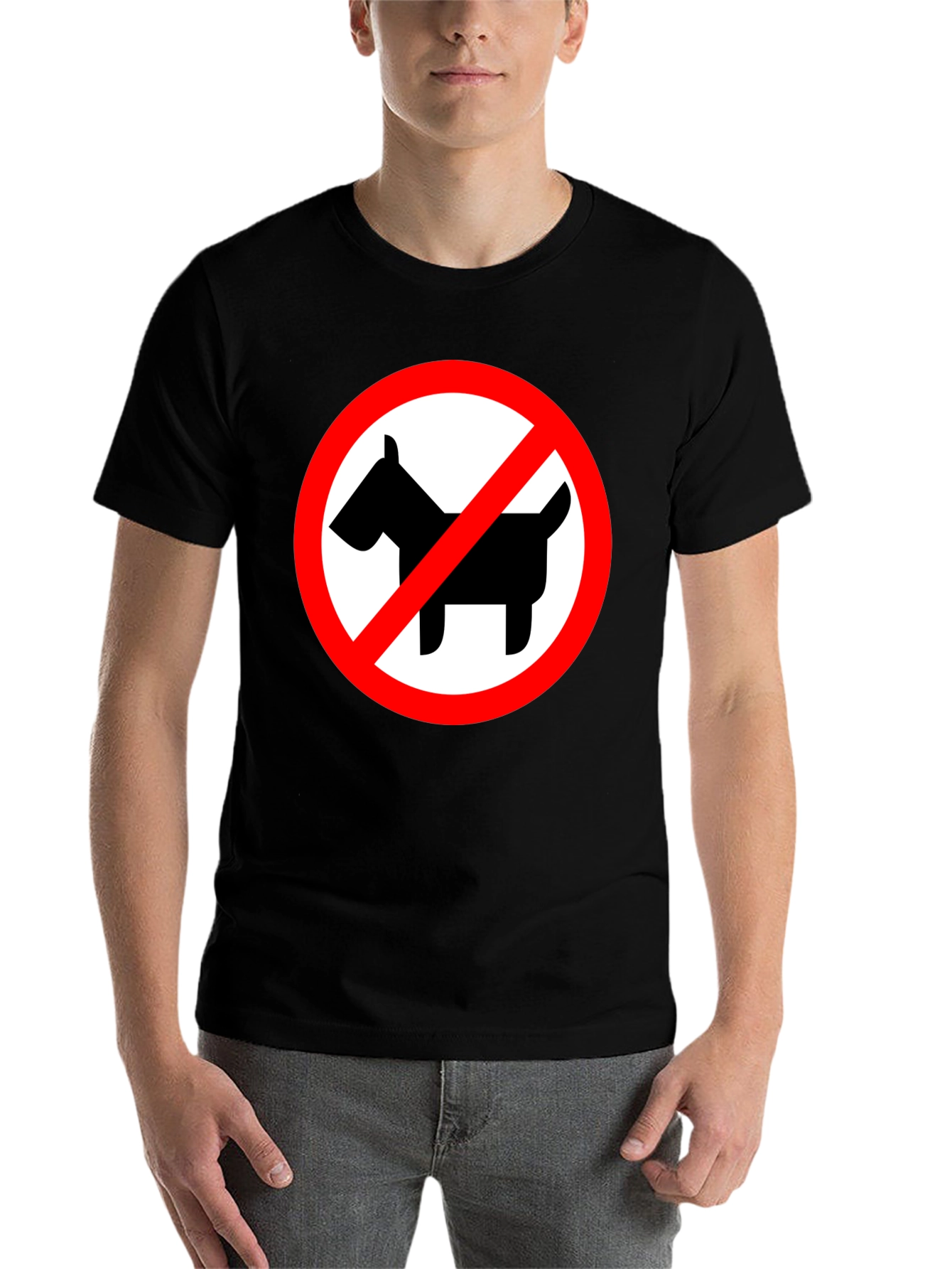 Black No Dogs Allowed Black Crew Neck T-Shirt view 7