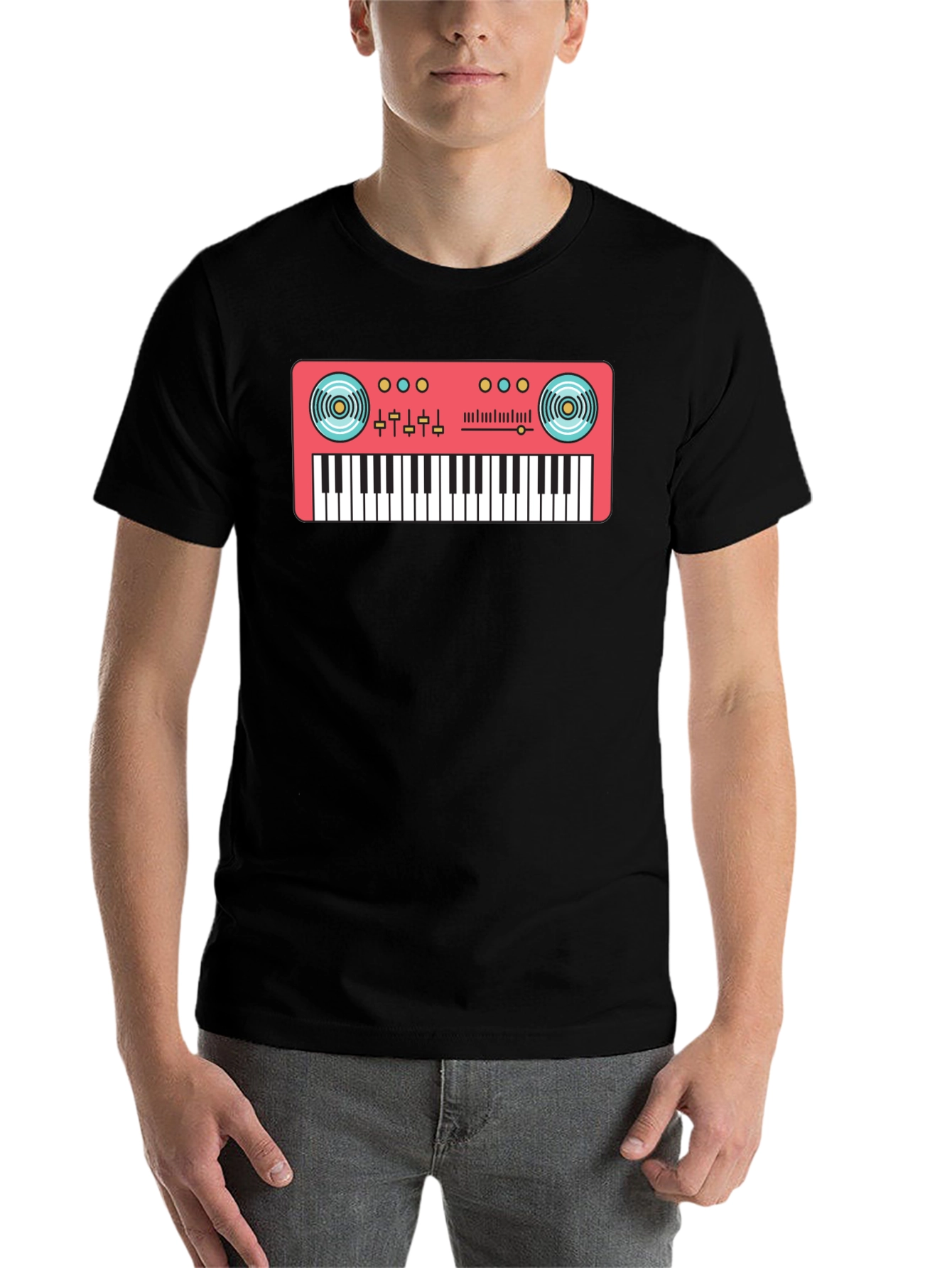 Black Synth Graphic T-Shirt - Retro Music Tee view 7
