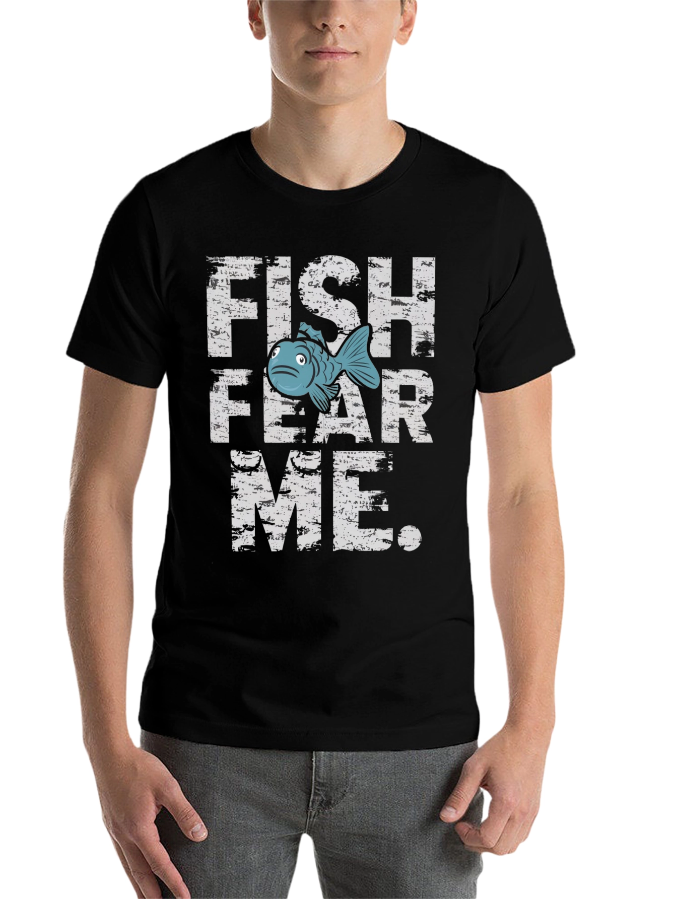 Black Fish Fear Me Graphic Tee - Black Cotton T-Shirt view 7