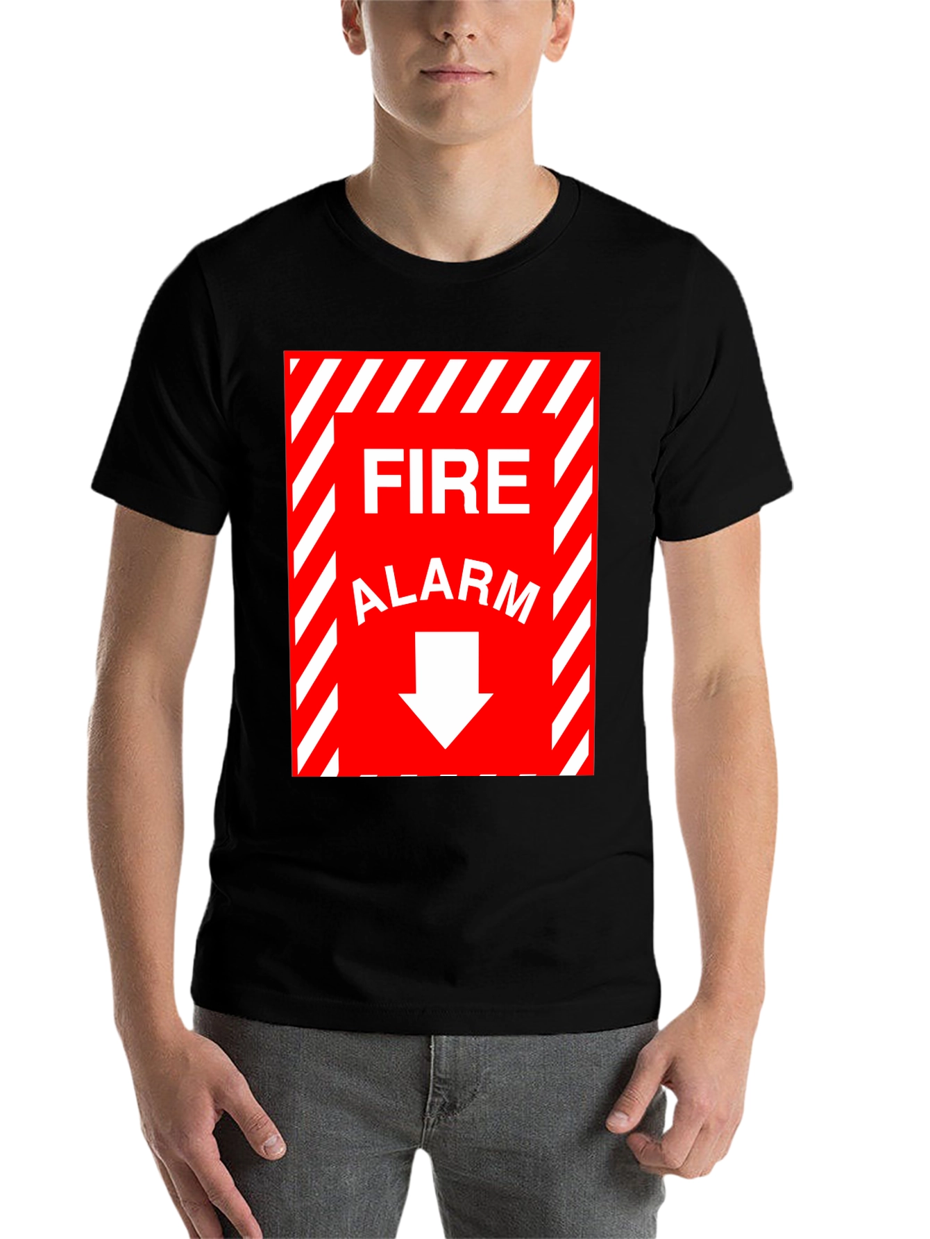 Black Fire Alarm Graphic Tee - Novelty T-Shirt view 7