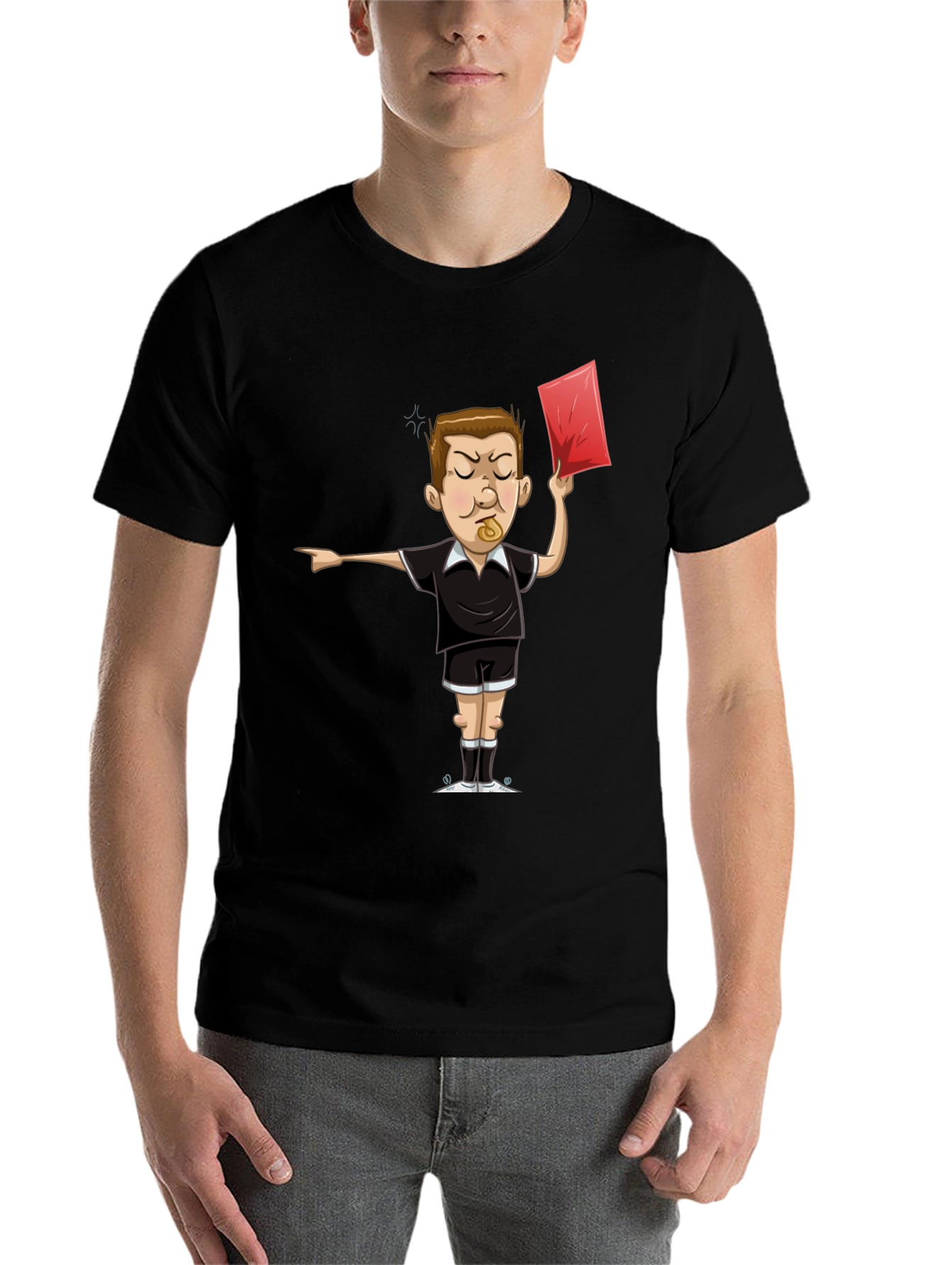 Black Funny Referee T-Shirt - Red Card Graphic Tee view 7