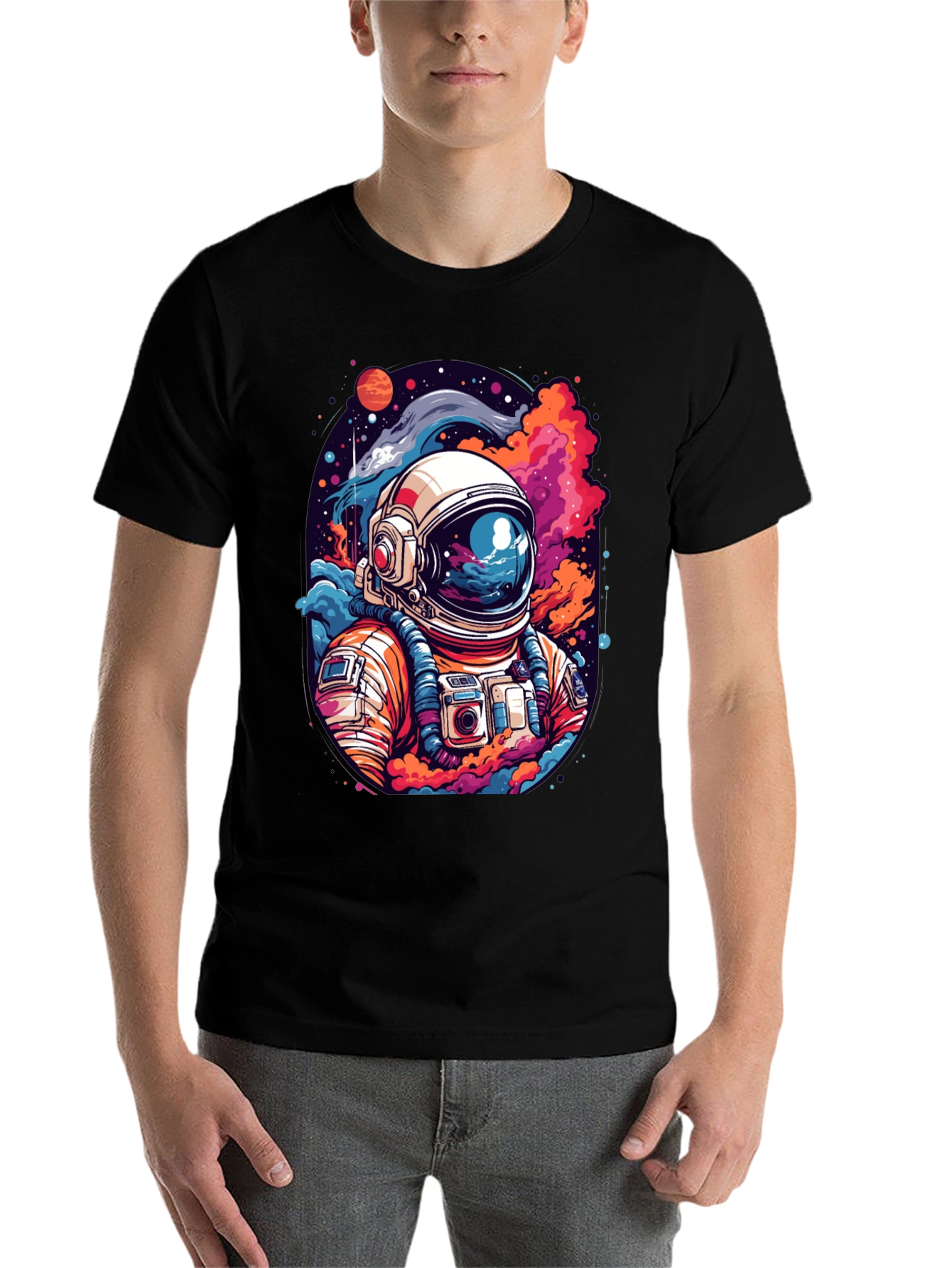 Black Cosmic Astronaut Graphic Tee - Men's Black T-Shirt view 7