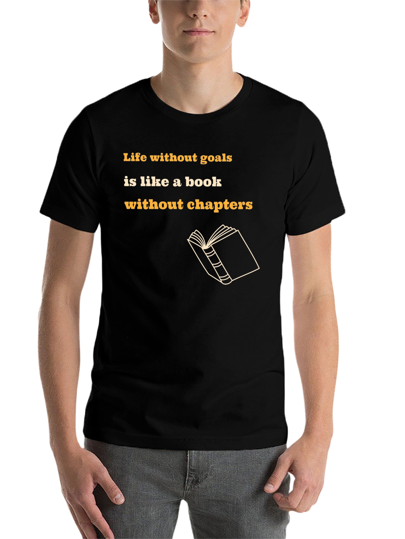 Black Motivational Black T-Shirt - Life Without Goals view 7